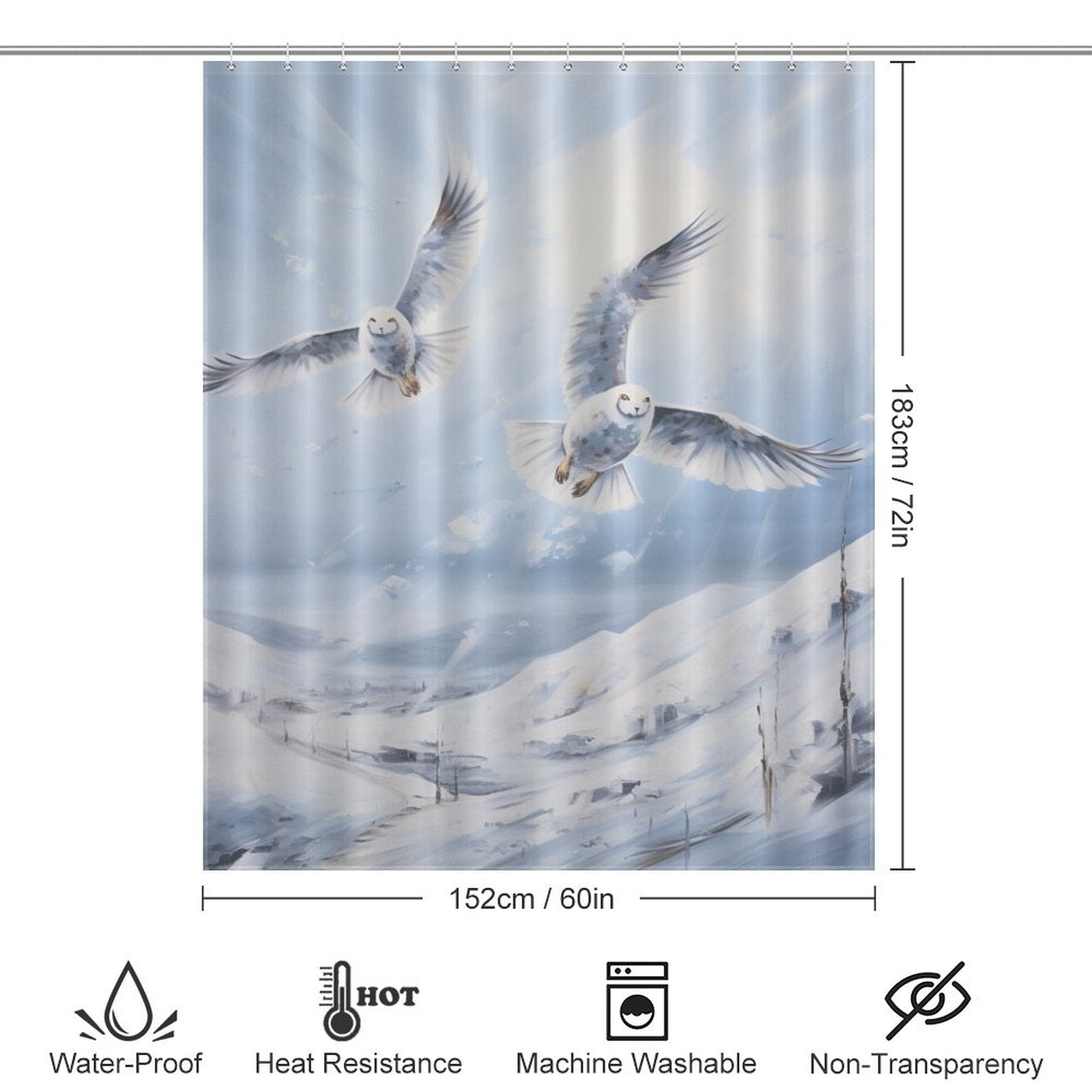 Snow Owl Shower Curtain