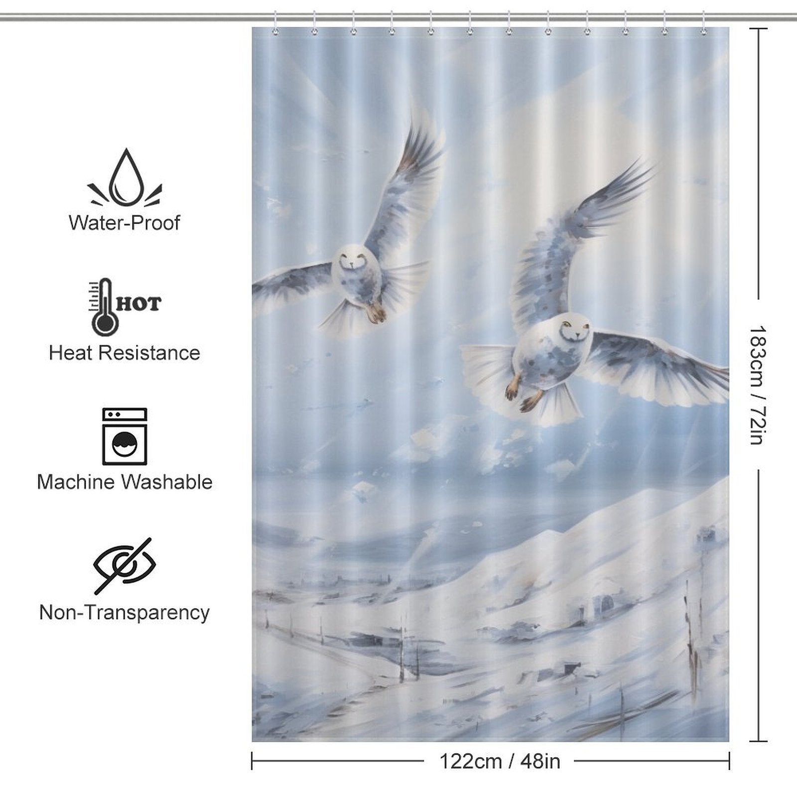 Snow Owl Shower Curtain