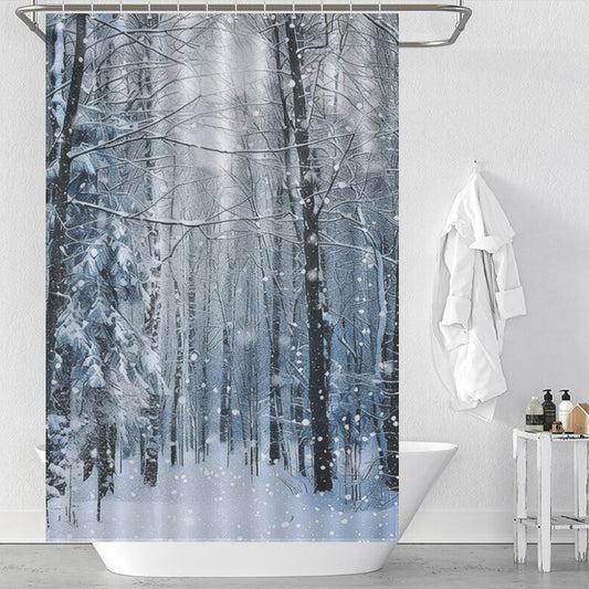 Snowing Woods in Winter Shower Curtain