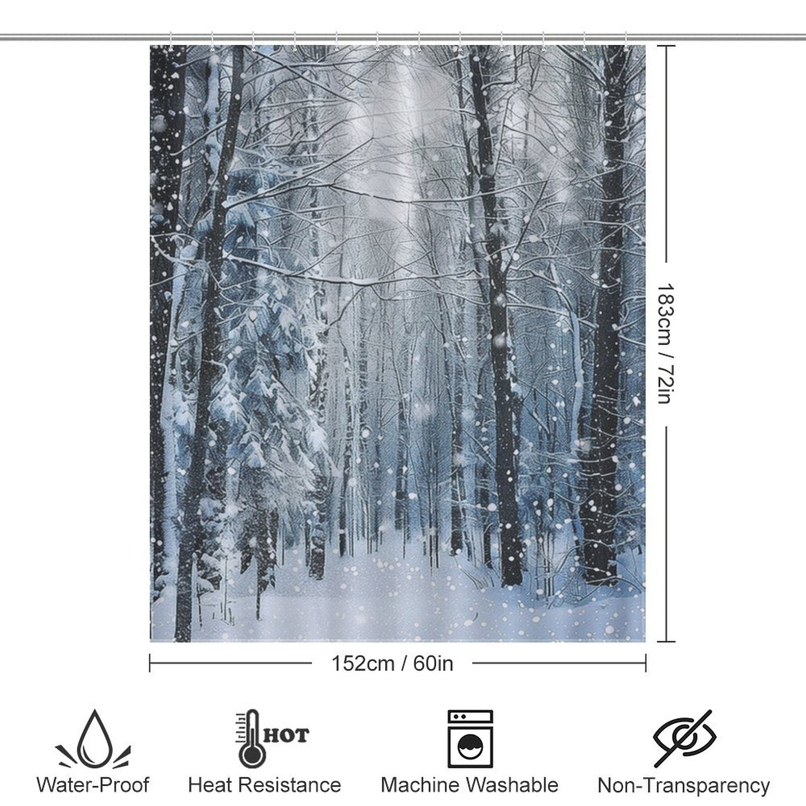 Snowing Woods in Winter Shower Curtain