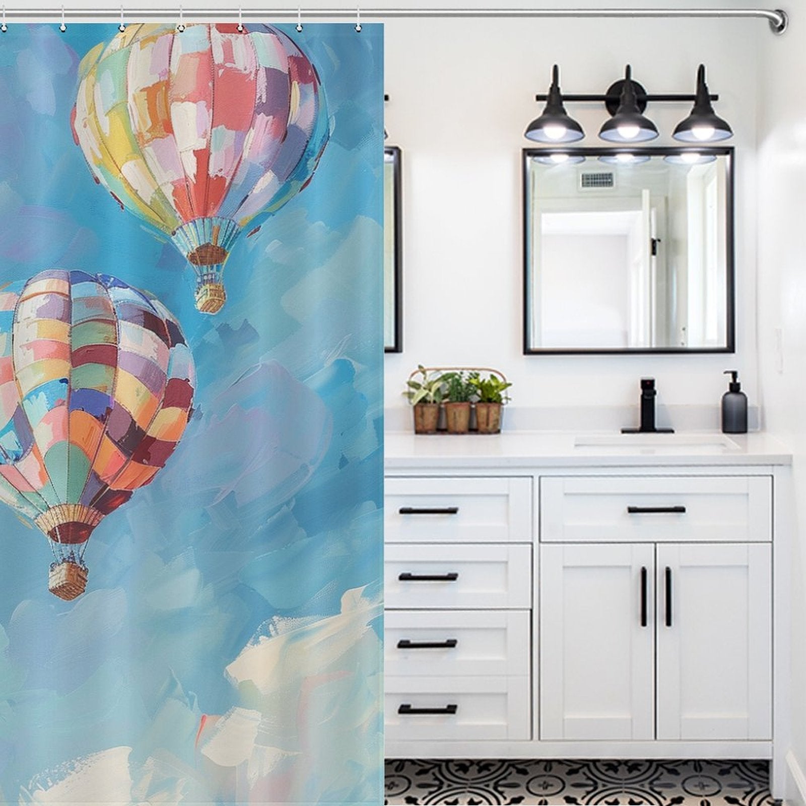 Soaring Balloons Hot Air Balloon Shower Curtain