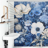 Soft Blue Floral Shower Curtain