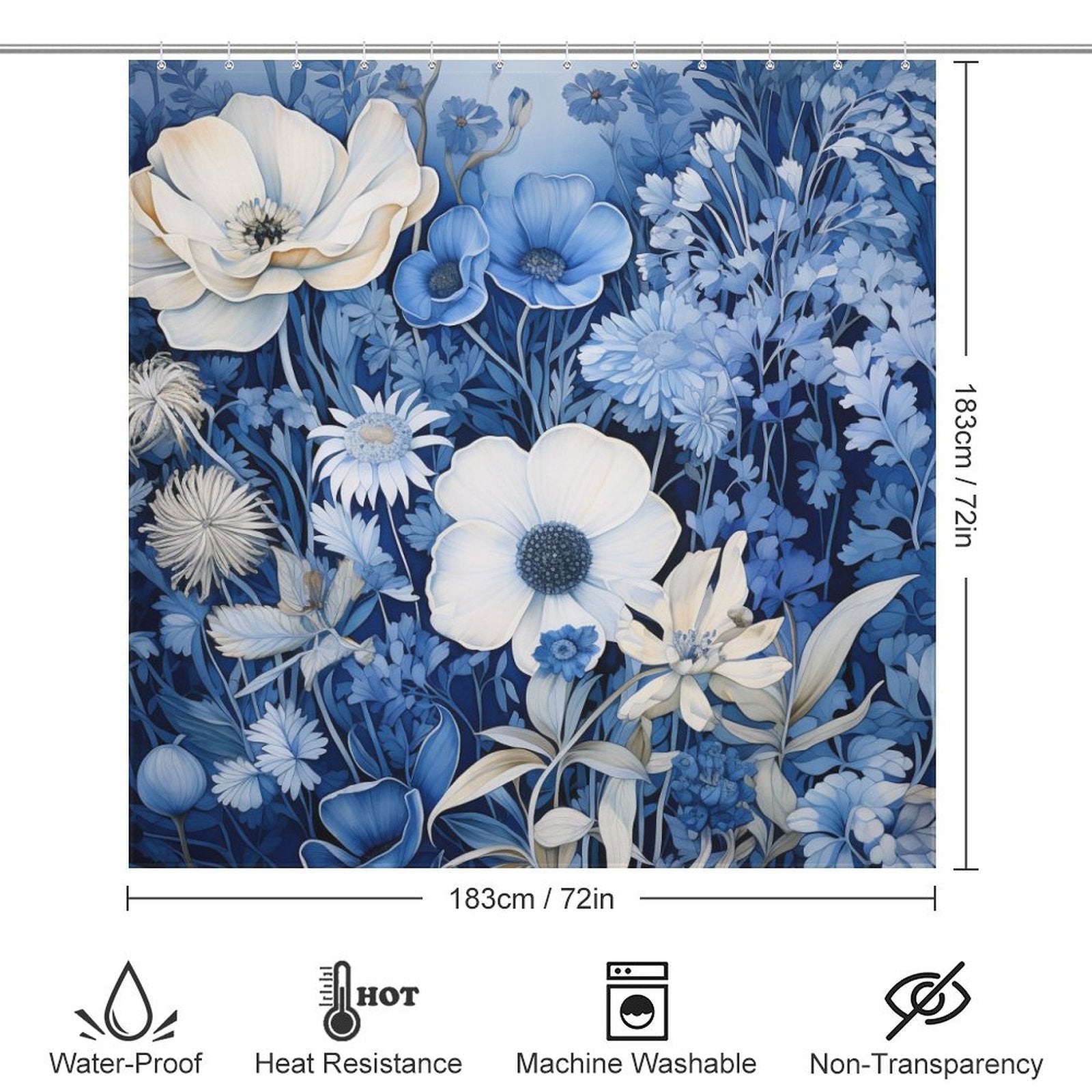 Soft Blue Floral Shower Curtain