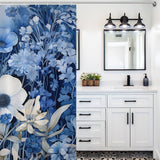 Soft Blue Floral Shower Curtain