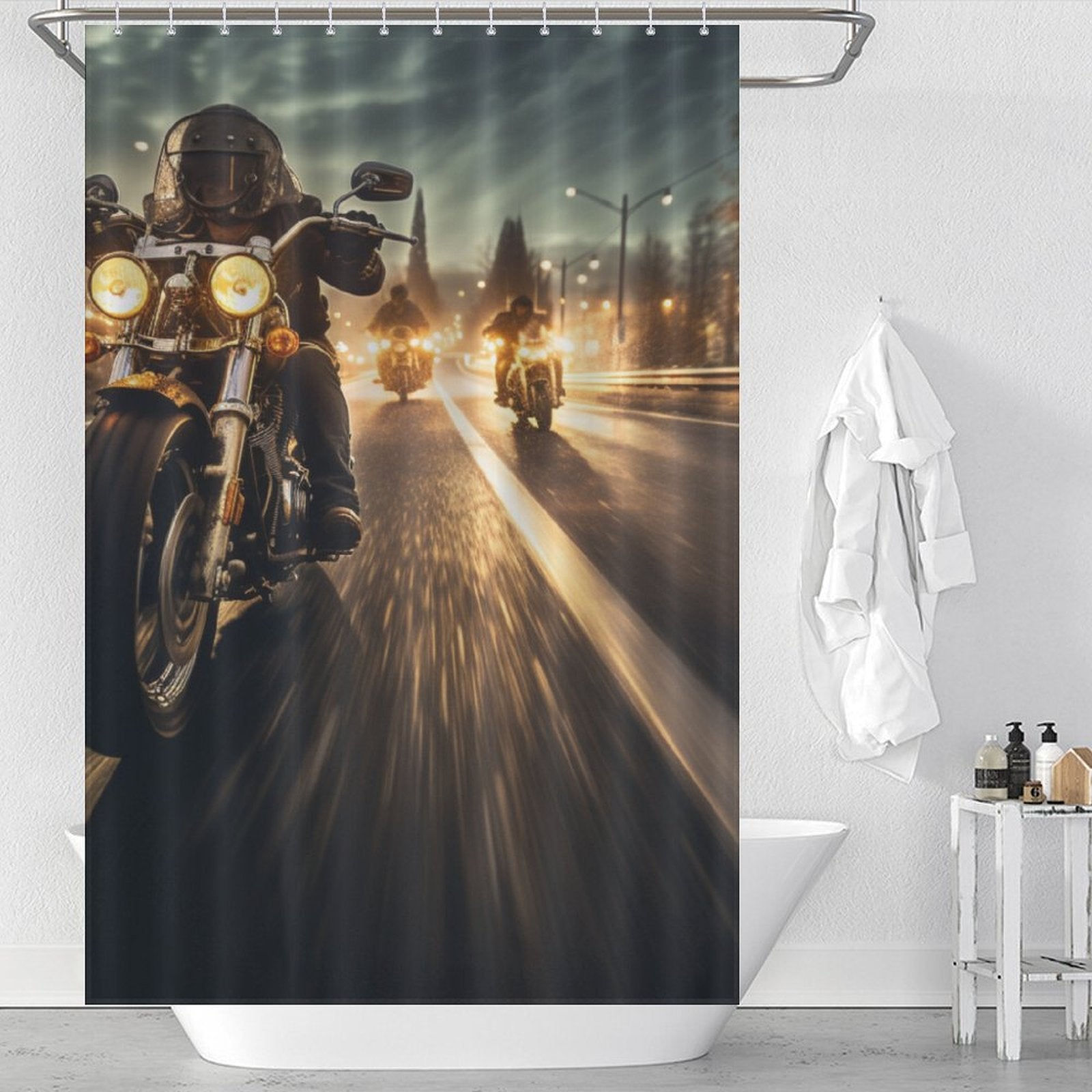 Speed Motorcycle Shower Curtain