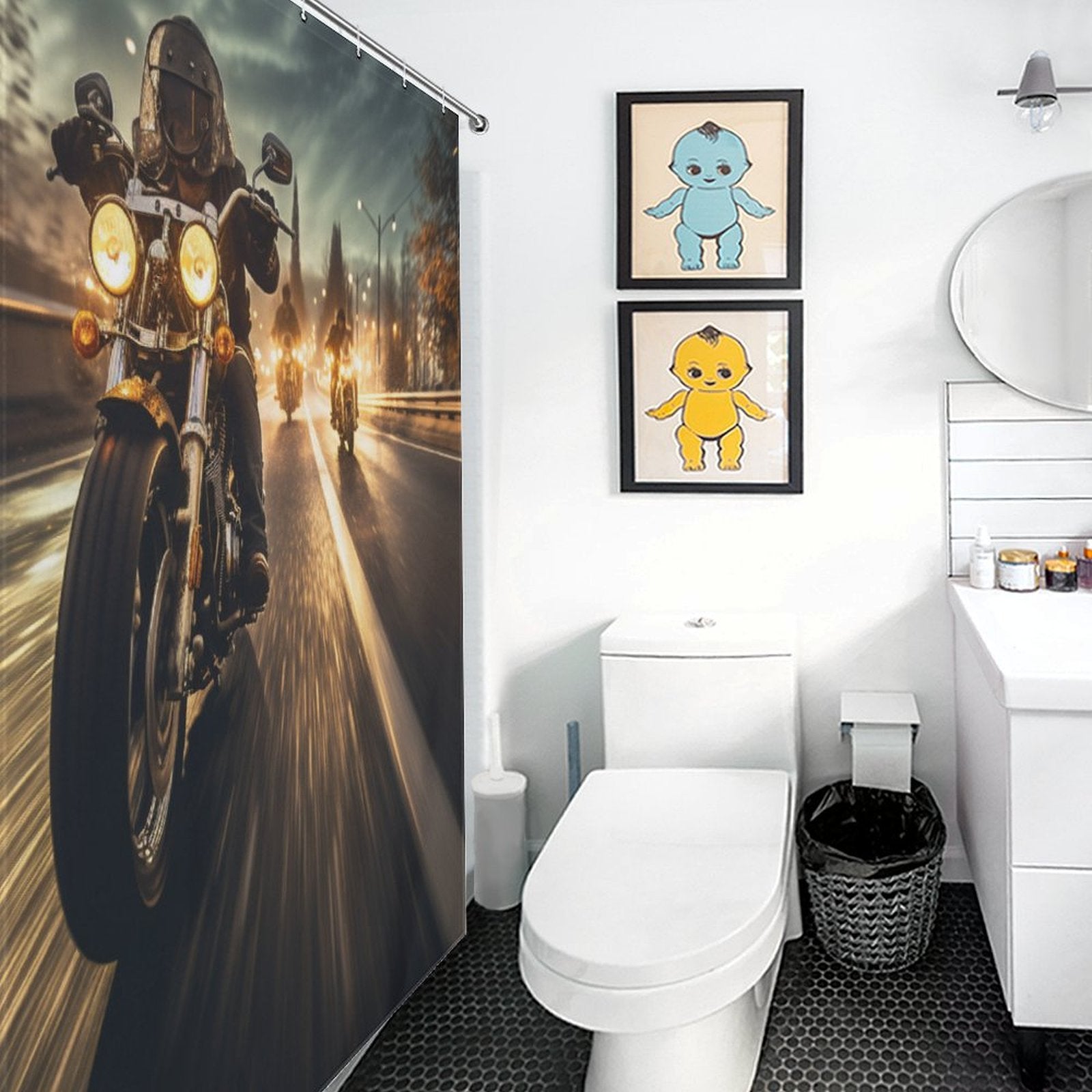 Speed Motorcycle Shower Curtain