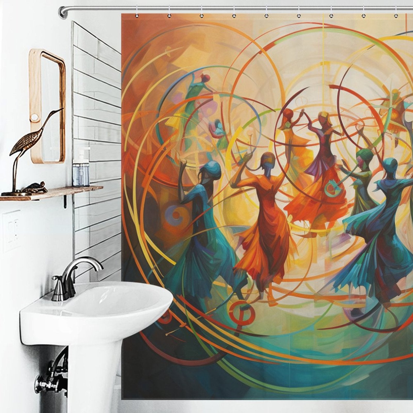 Spirited Circles Hula Hoop Shower Curtain