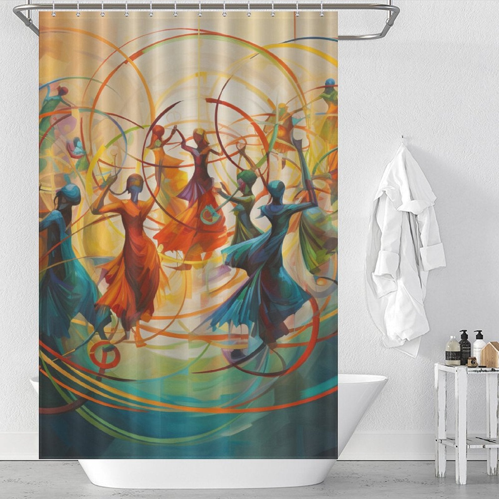 Spirited Circles Hula Hoop Shower Curtain