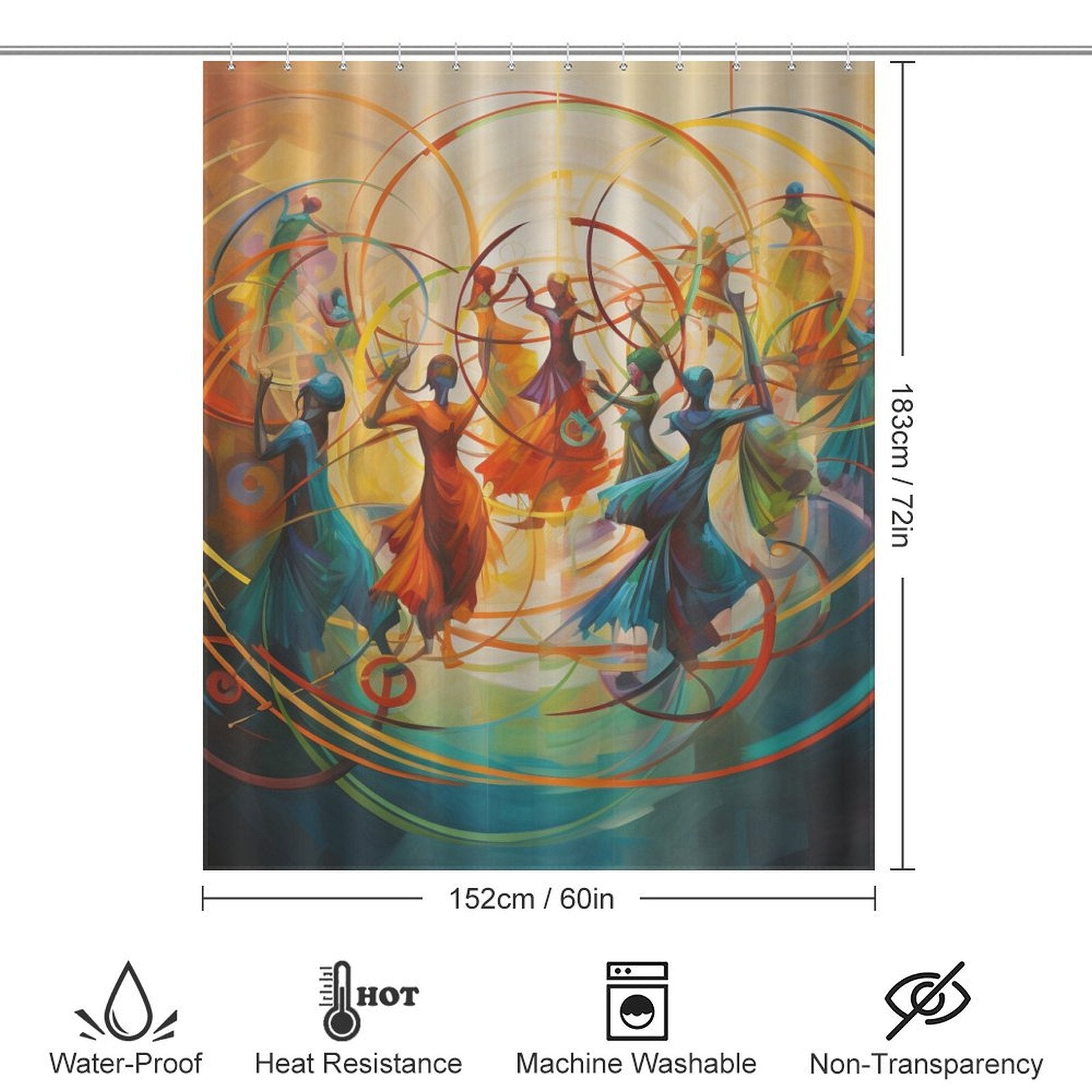 Spirited Circles Hula Hoop Shower Curtain