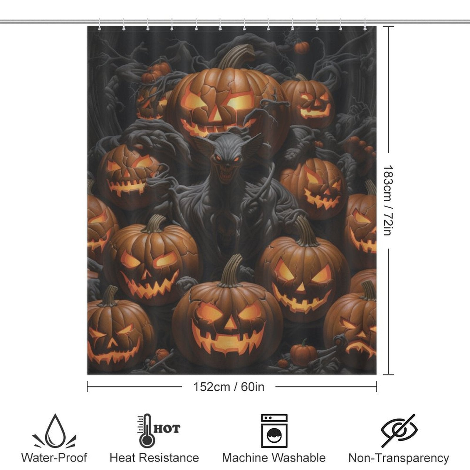 Spooky Terror Pumpkin Shower Curtain