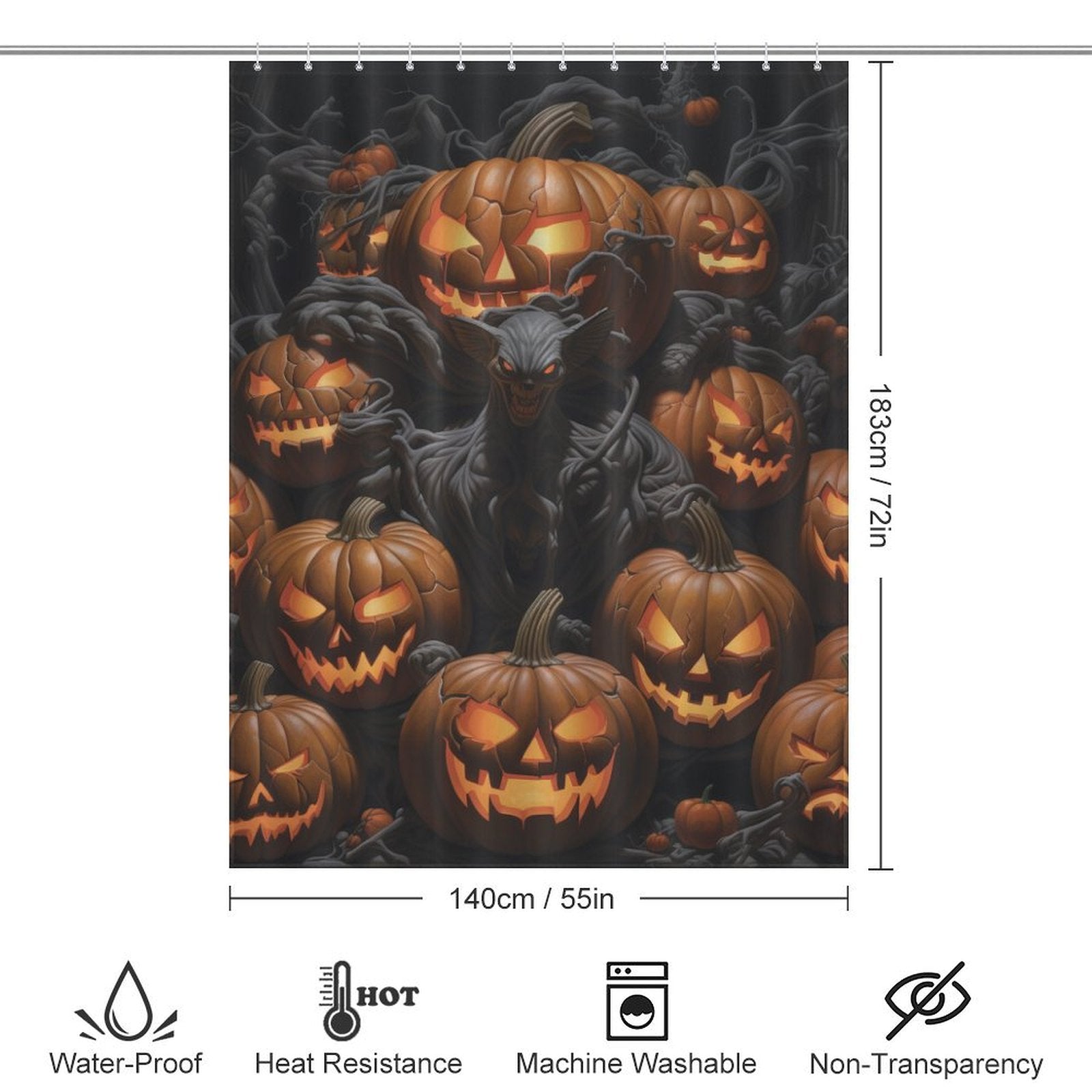 Spooky Terror Pumpkin Shower Curtain