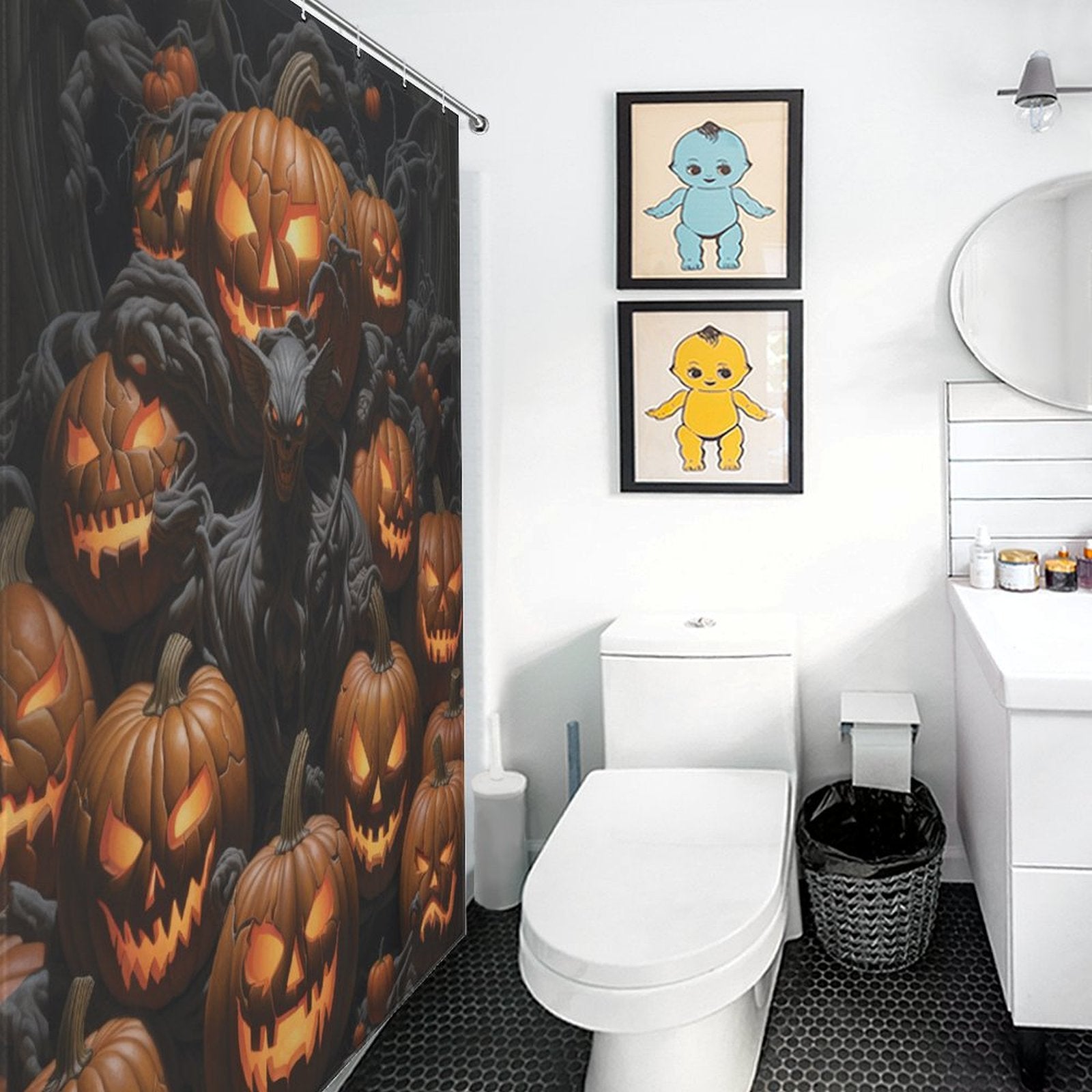 Spooky Terror Pumpkin Shower Curtain