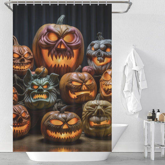 Spooky Vibrant Pumpkin Shower Curtain