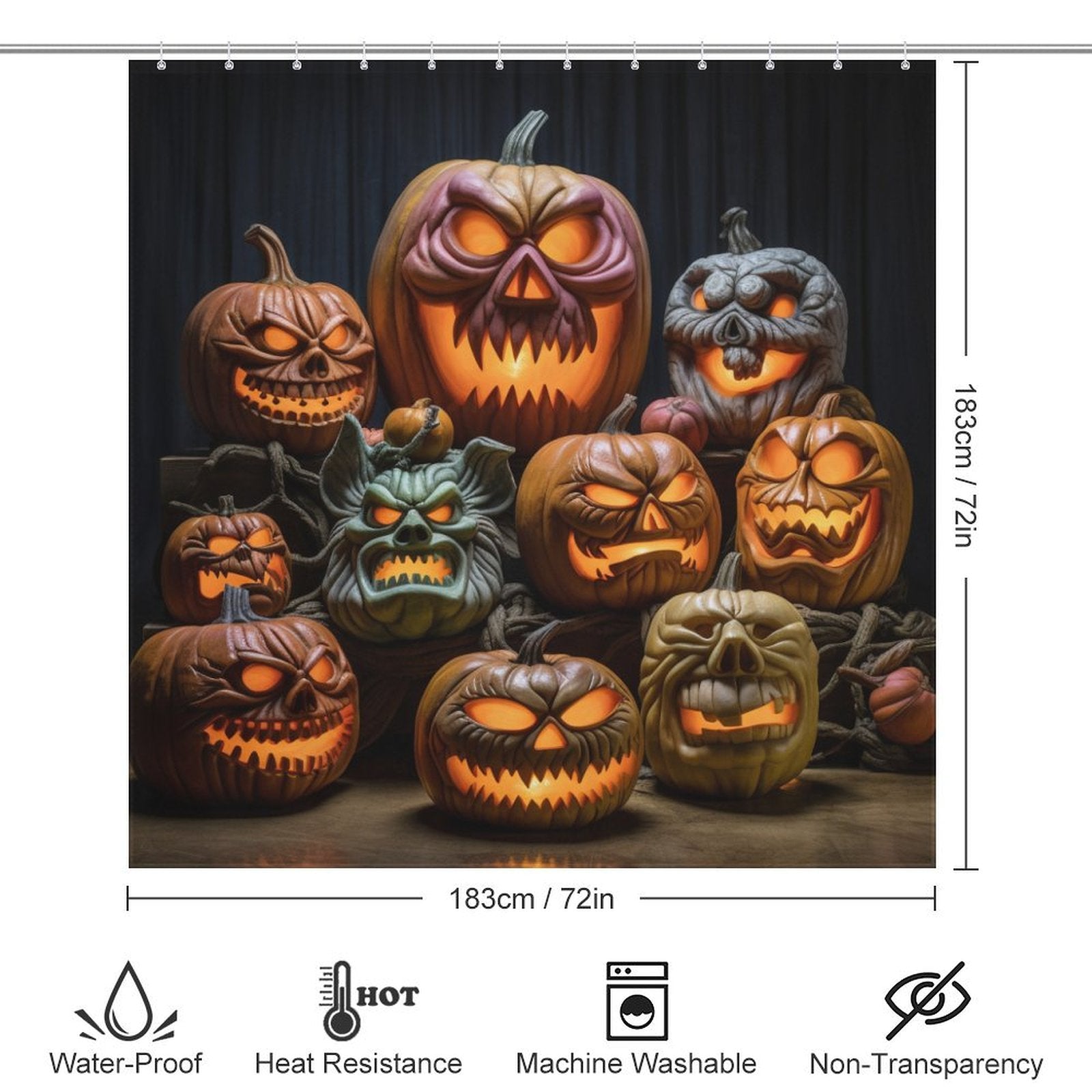 Spooky Vibrant Pumpkin Shower Curtain