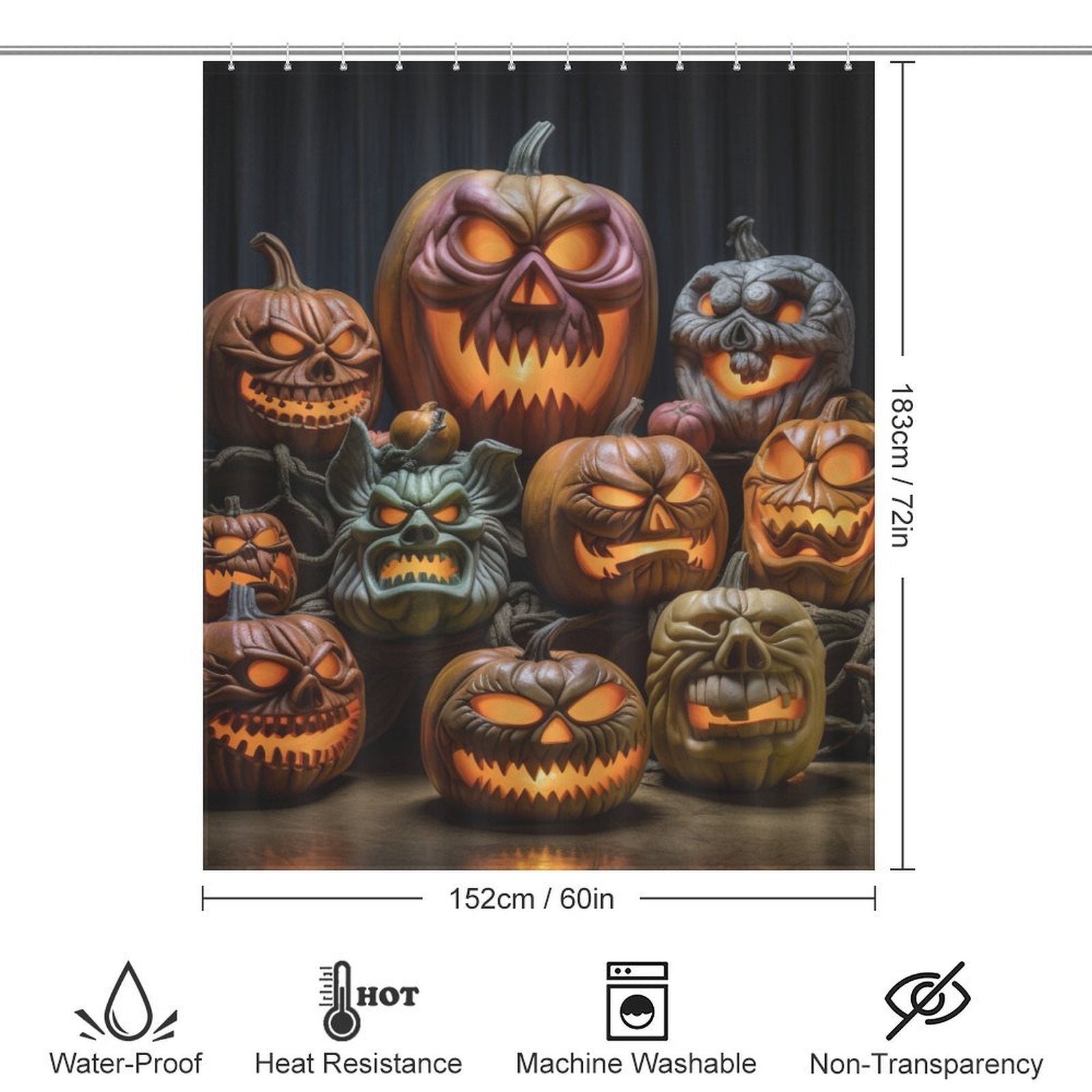 Spooky Vibrant Pumpkin Shower Curtain