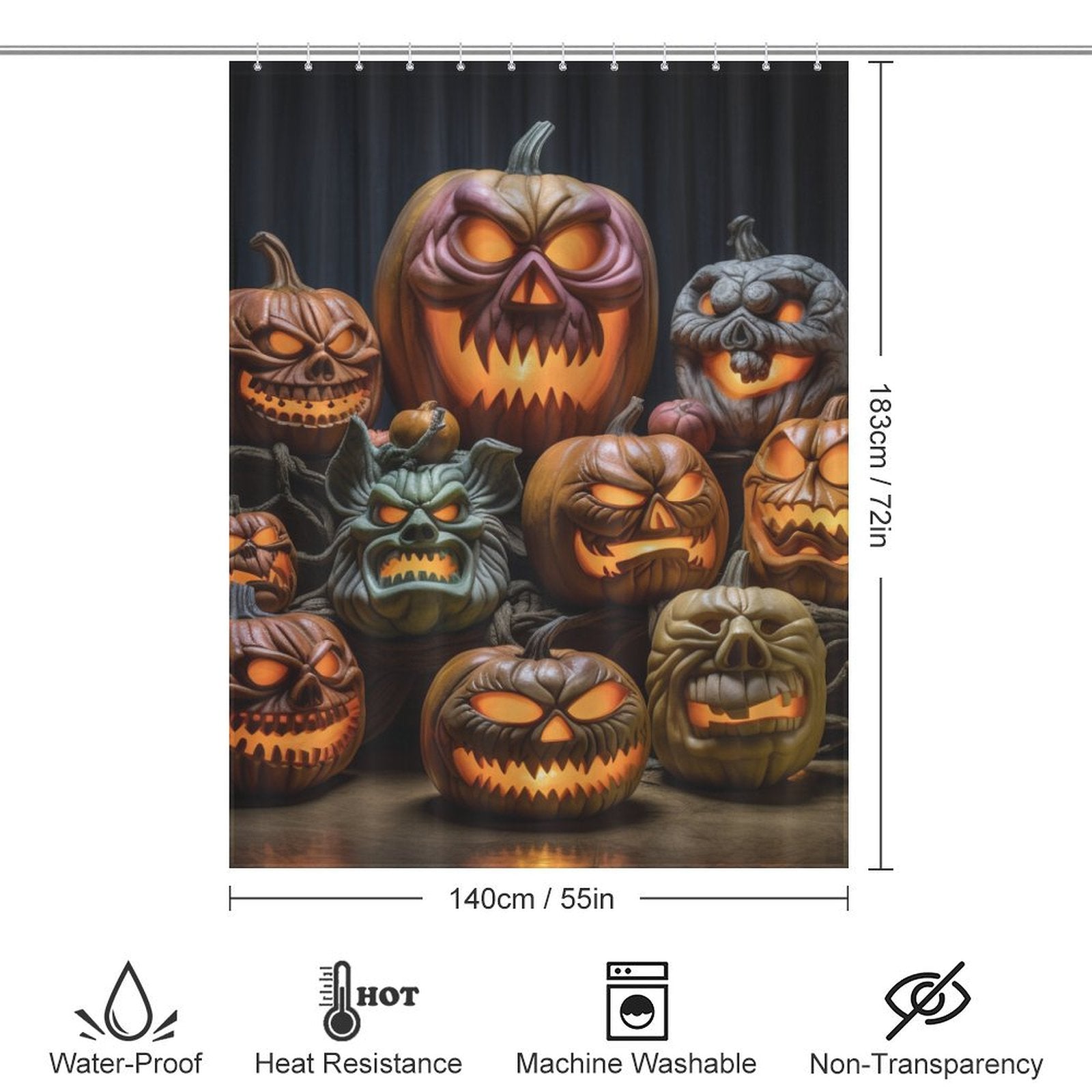 Spooky Vibrant Pumpkin Shower Curtain