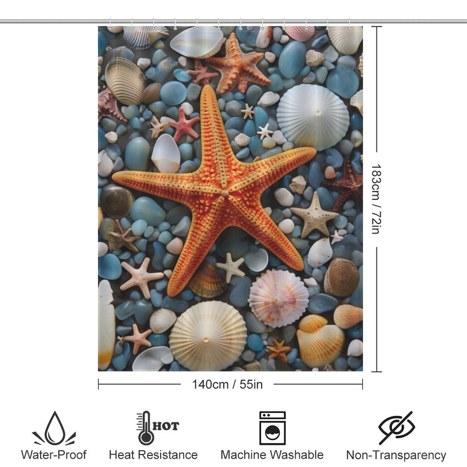 Starfish Beach Shower Curtain Sandy Toes