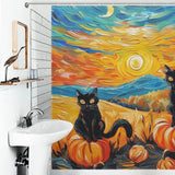 Starry Night Black Cat Shower Curtain