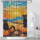 Starry Night Black Cat Shower Curtain