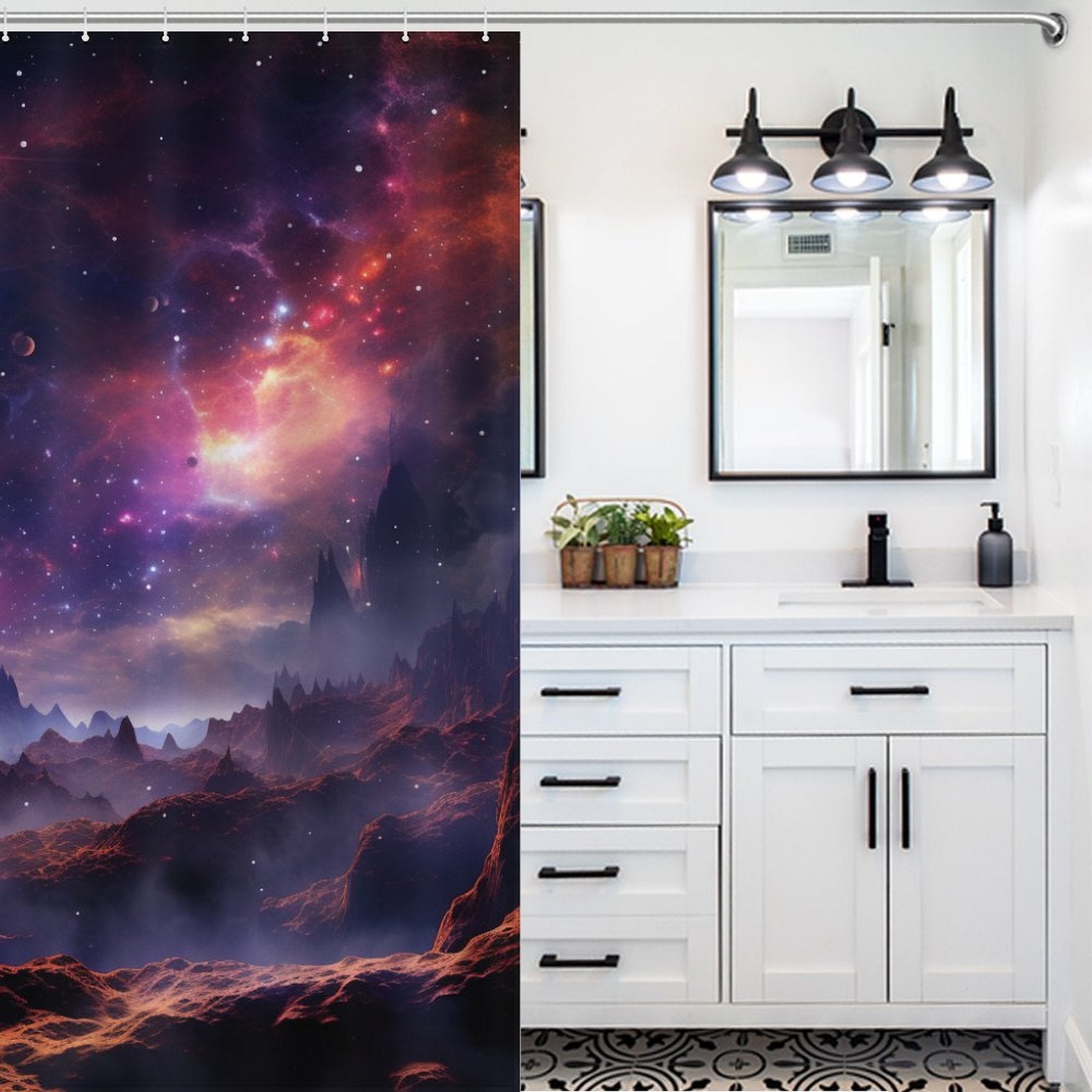 Starry Night Space Shower Curtain