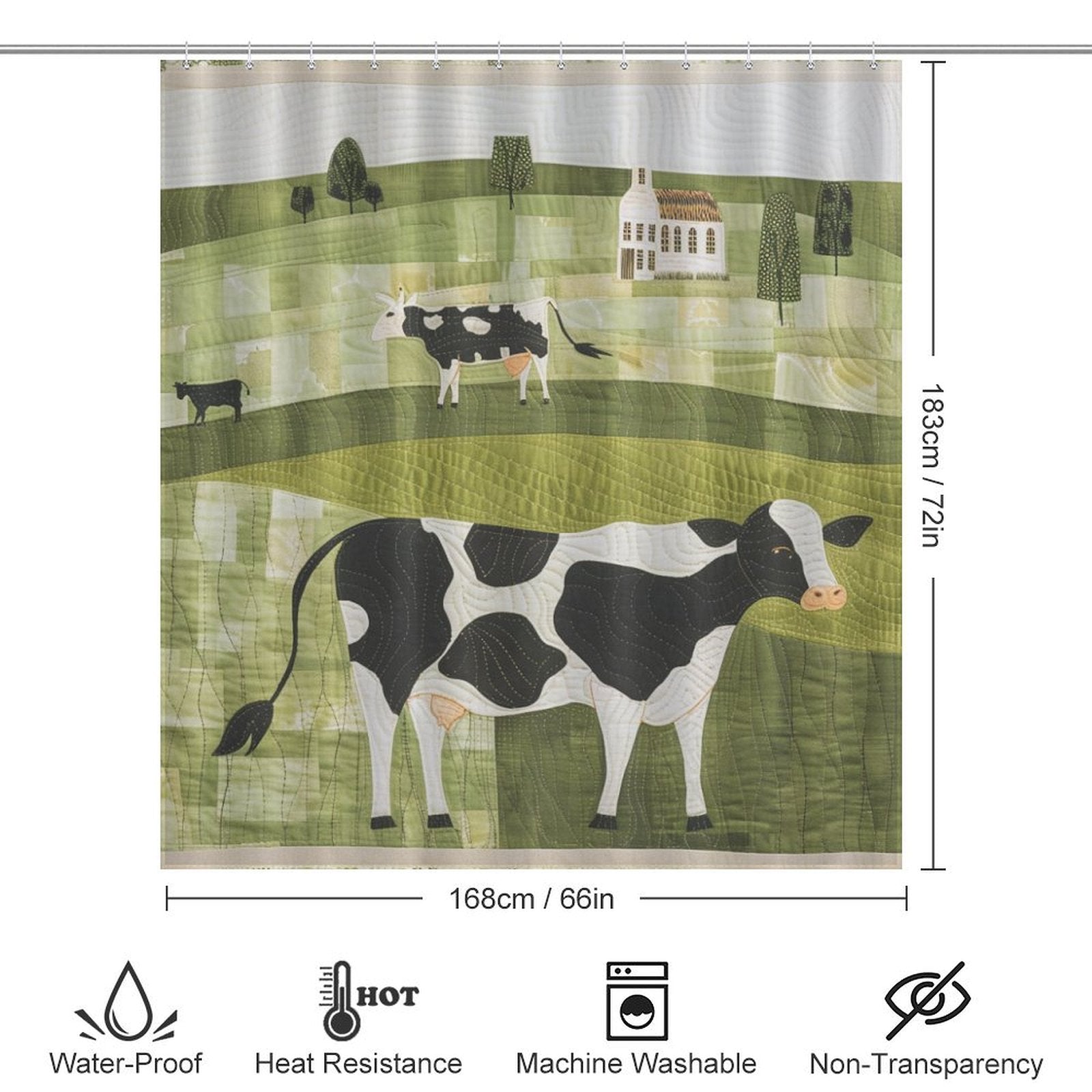 Striking Contrast Cow Shower Curtain