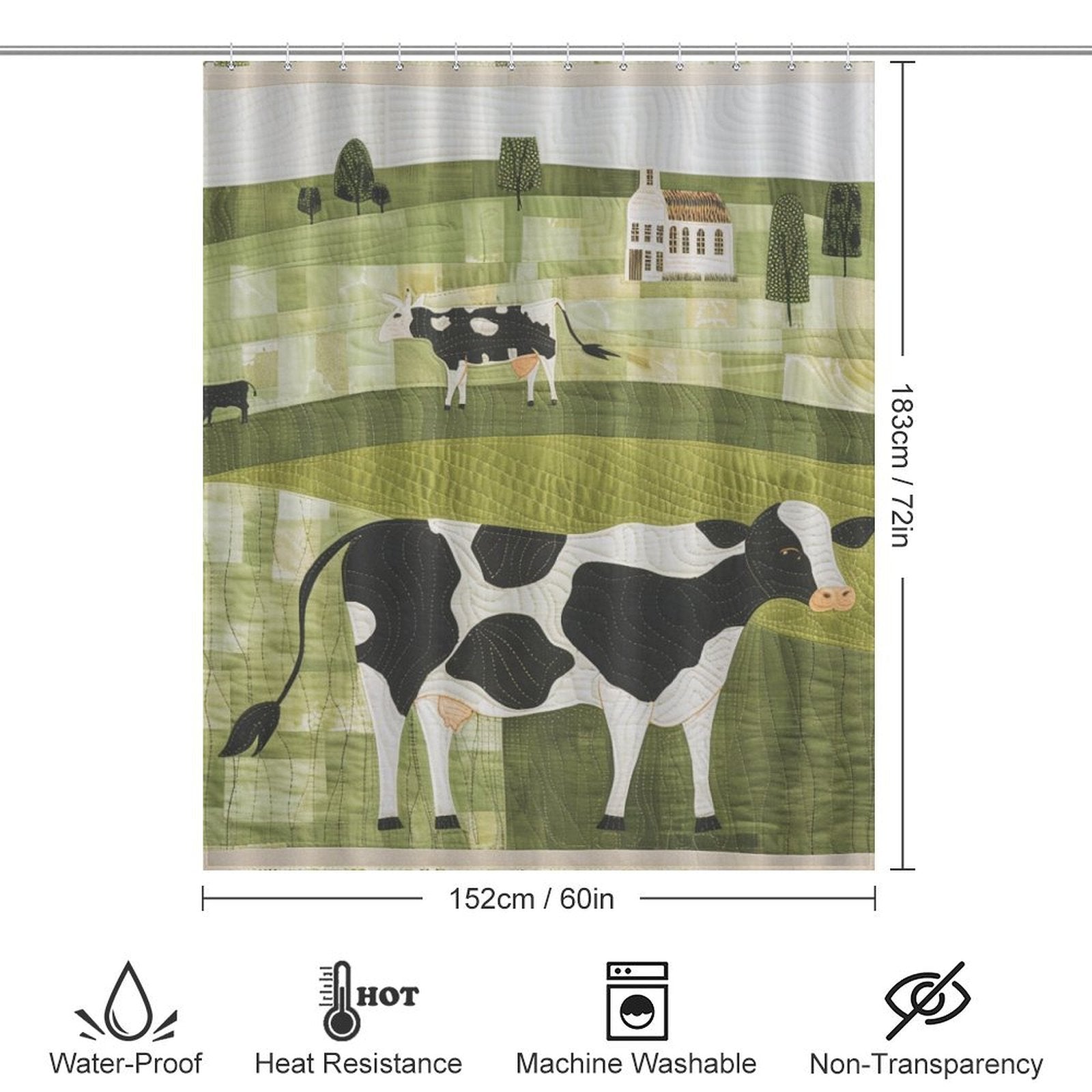 Striking Contrast Cow Shower Curtain