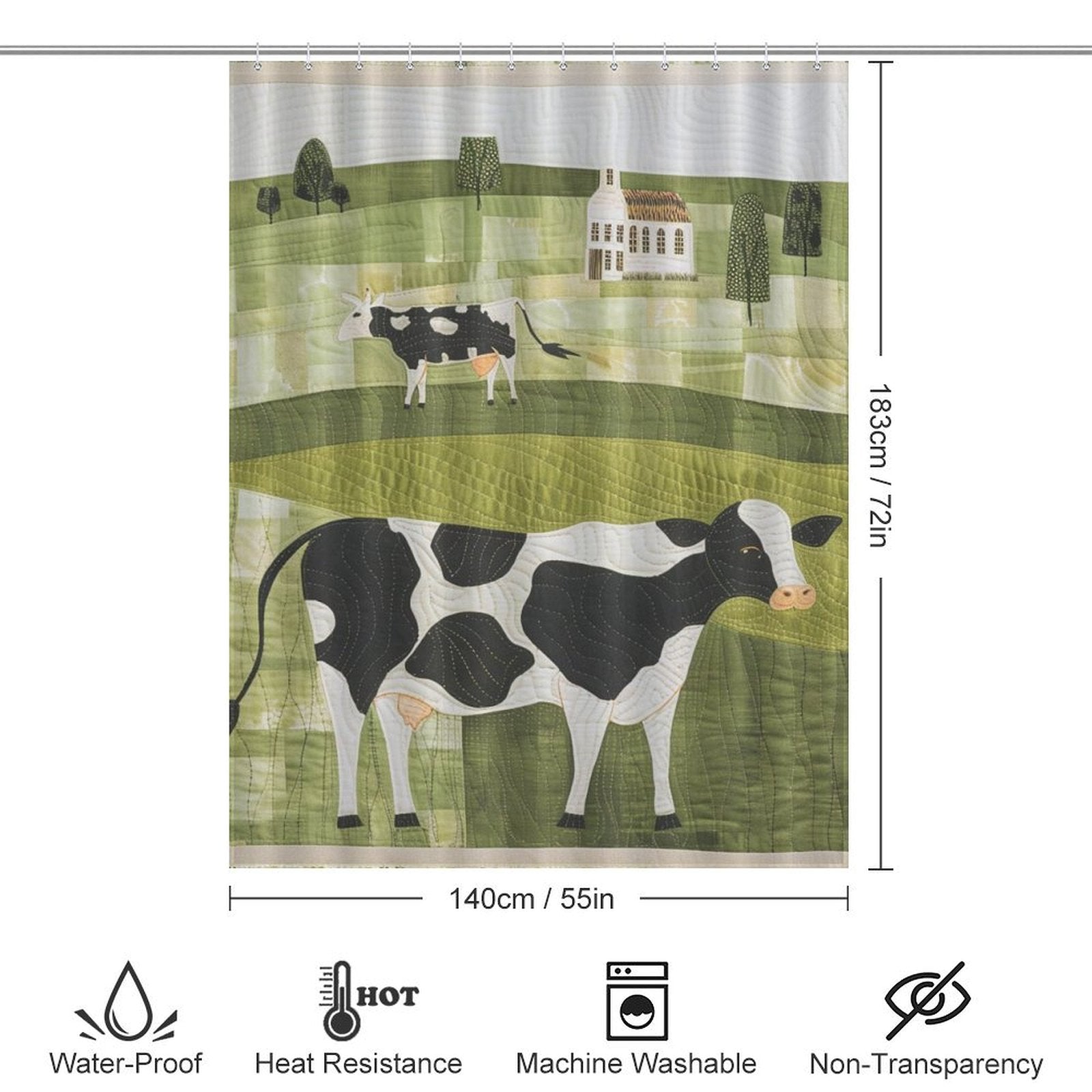 Striking Contrast Cow Shower Curtain