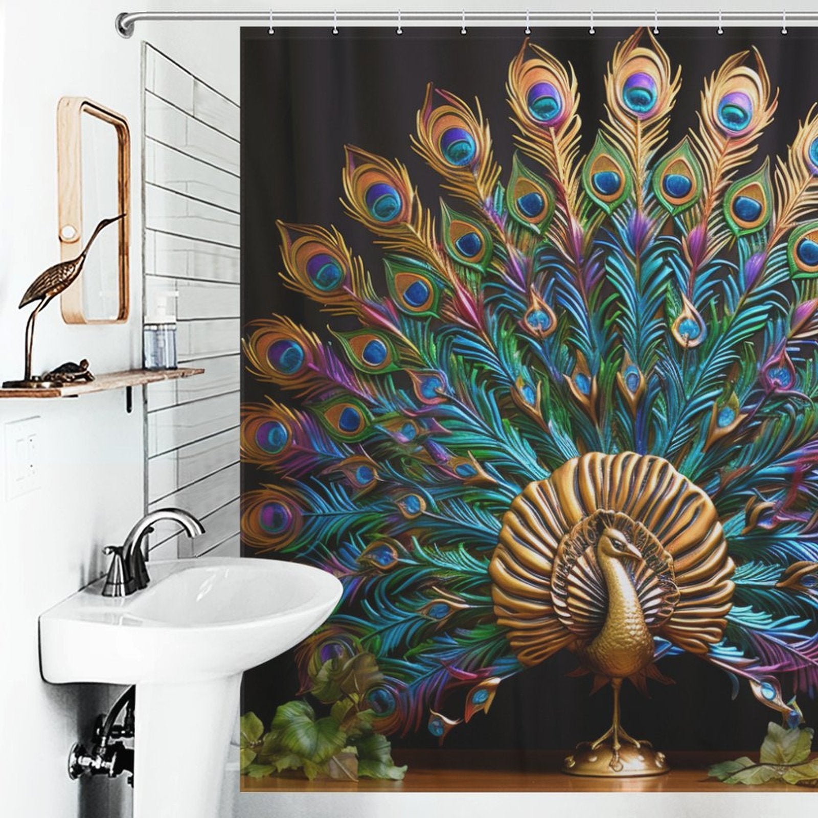 Stunning Peacock Shower Curtain