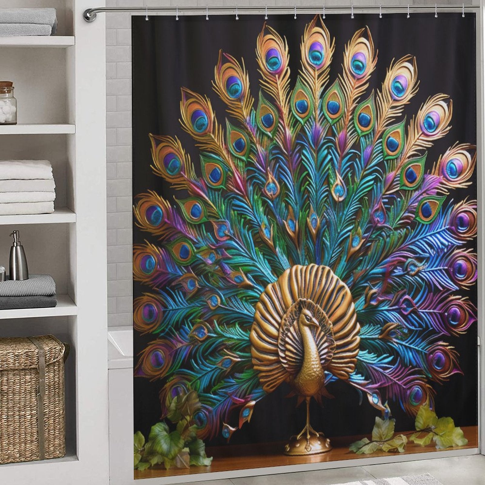 Stunning Peacock Shower Curtain