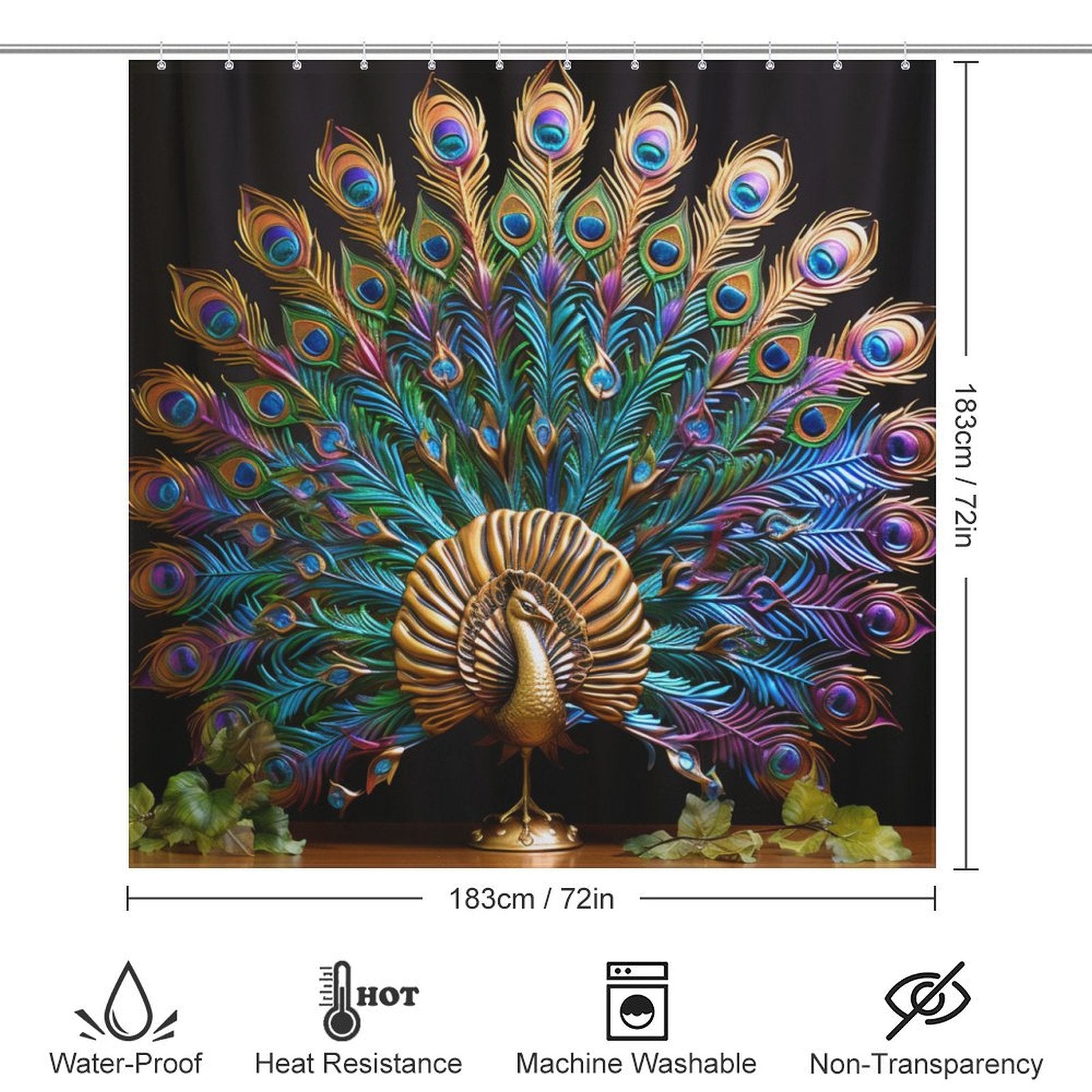 Stunning Peacock Shower Curtain