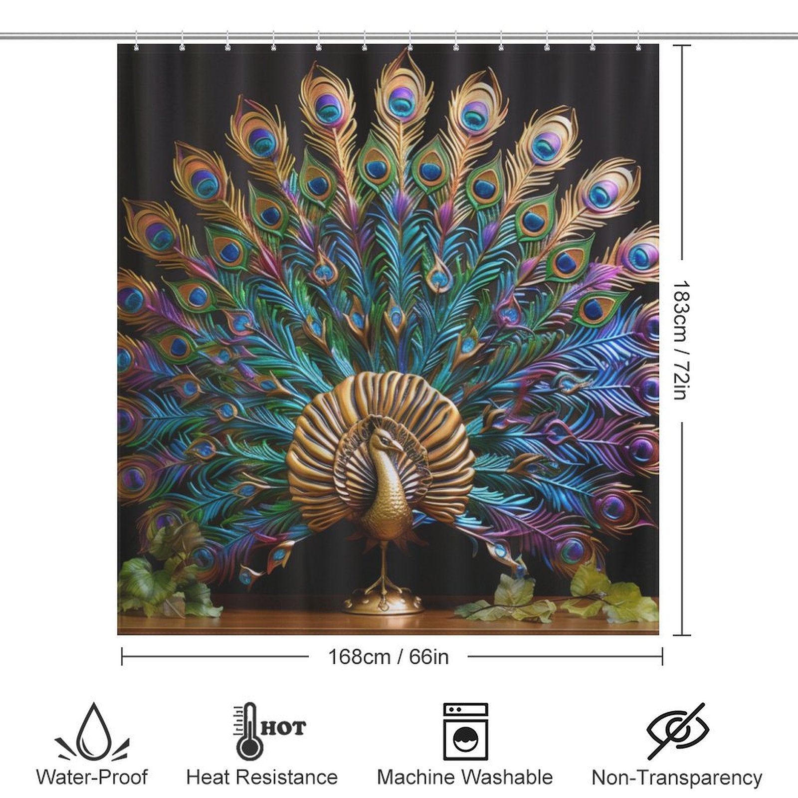 Stunning Peacock Shower Curtain