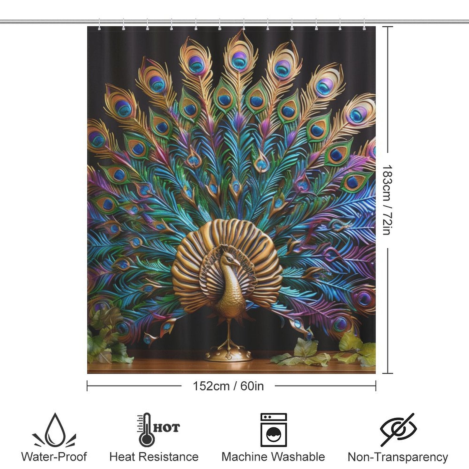 Stunning Peacock Shower Curtain