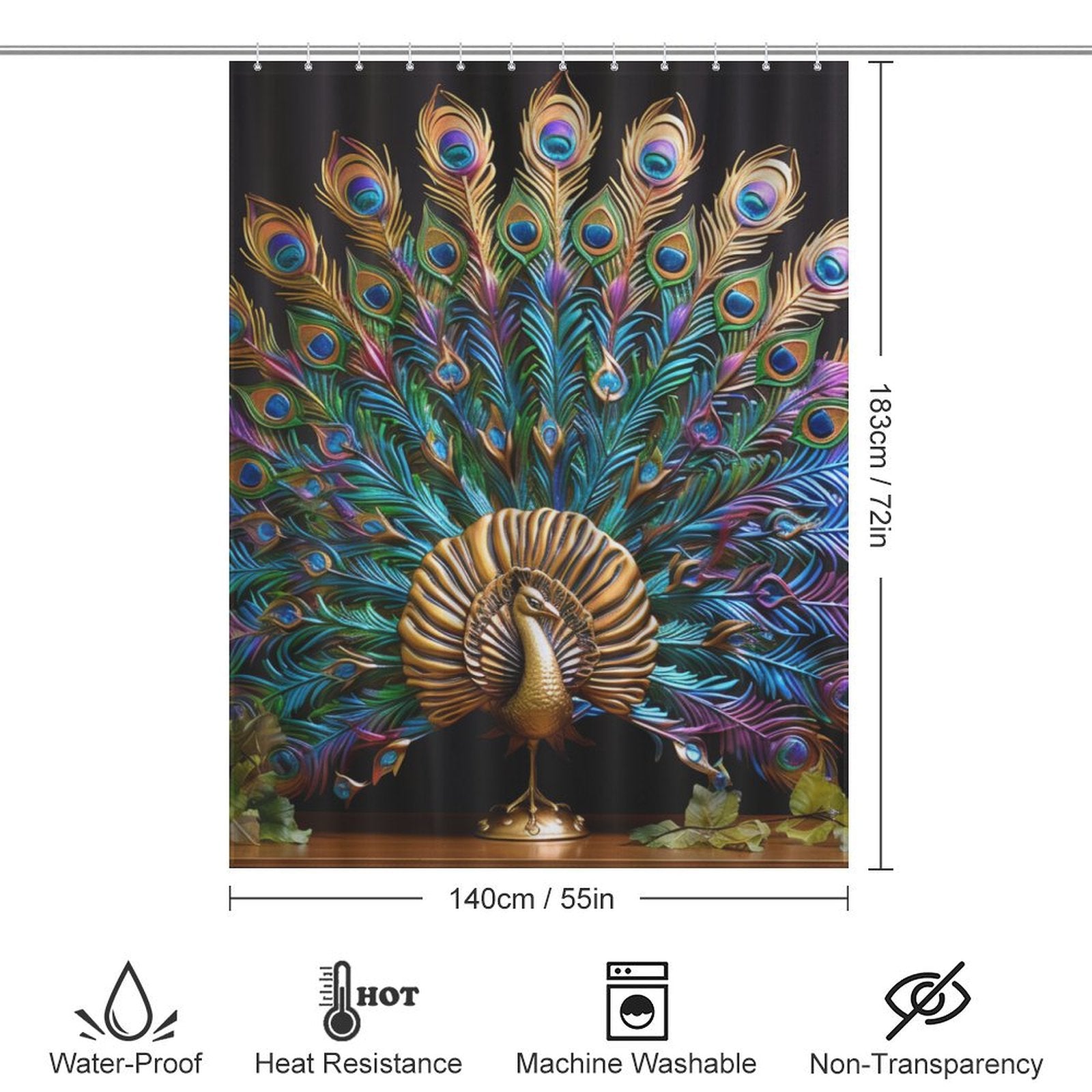 Stunning Peacock Shower Curtain