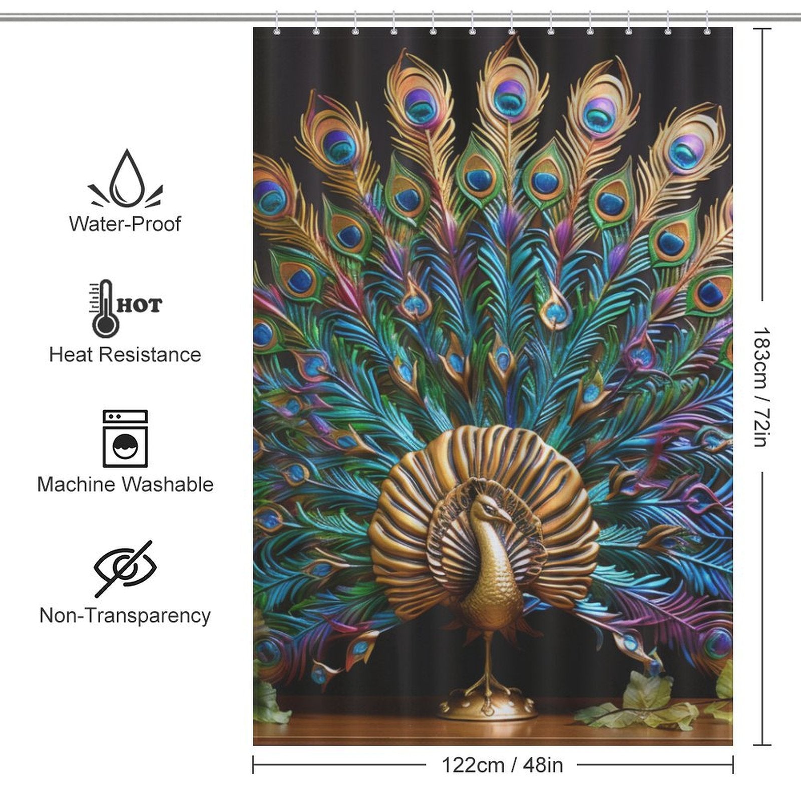 Stunning Peacock Shower Curtain