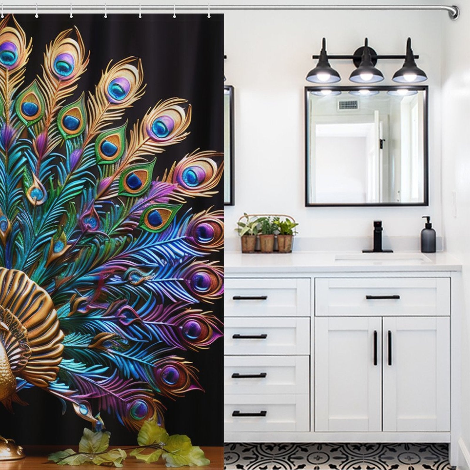 Stunning Peacock Shower Curtain