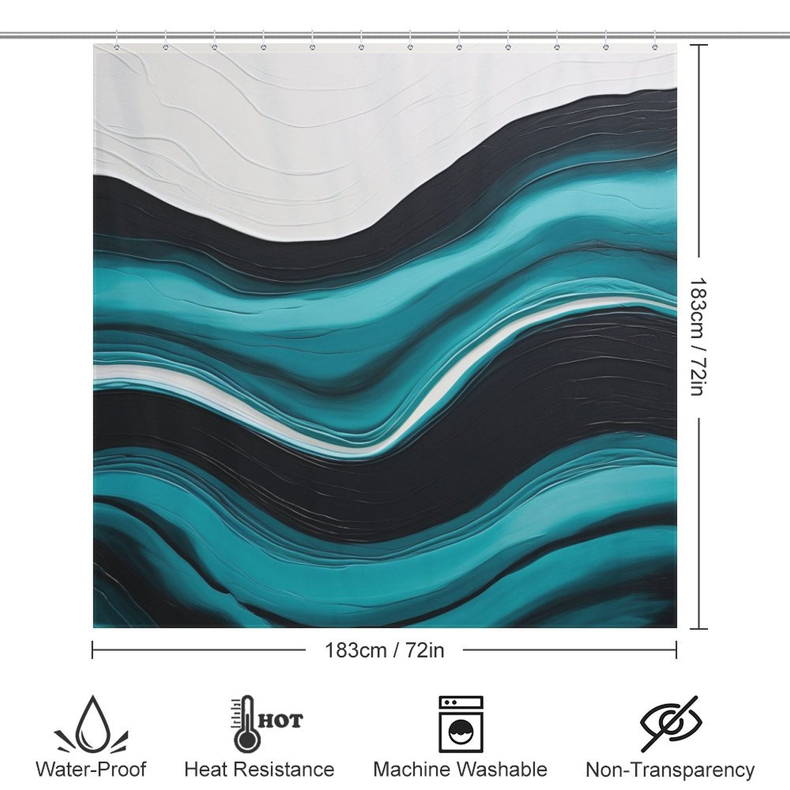 Stylish Black White and Turquoise Shower Curtain