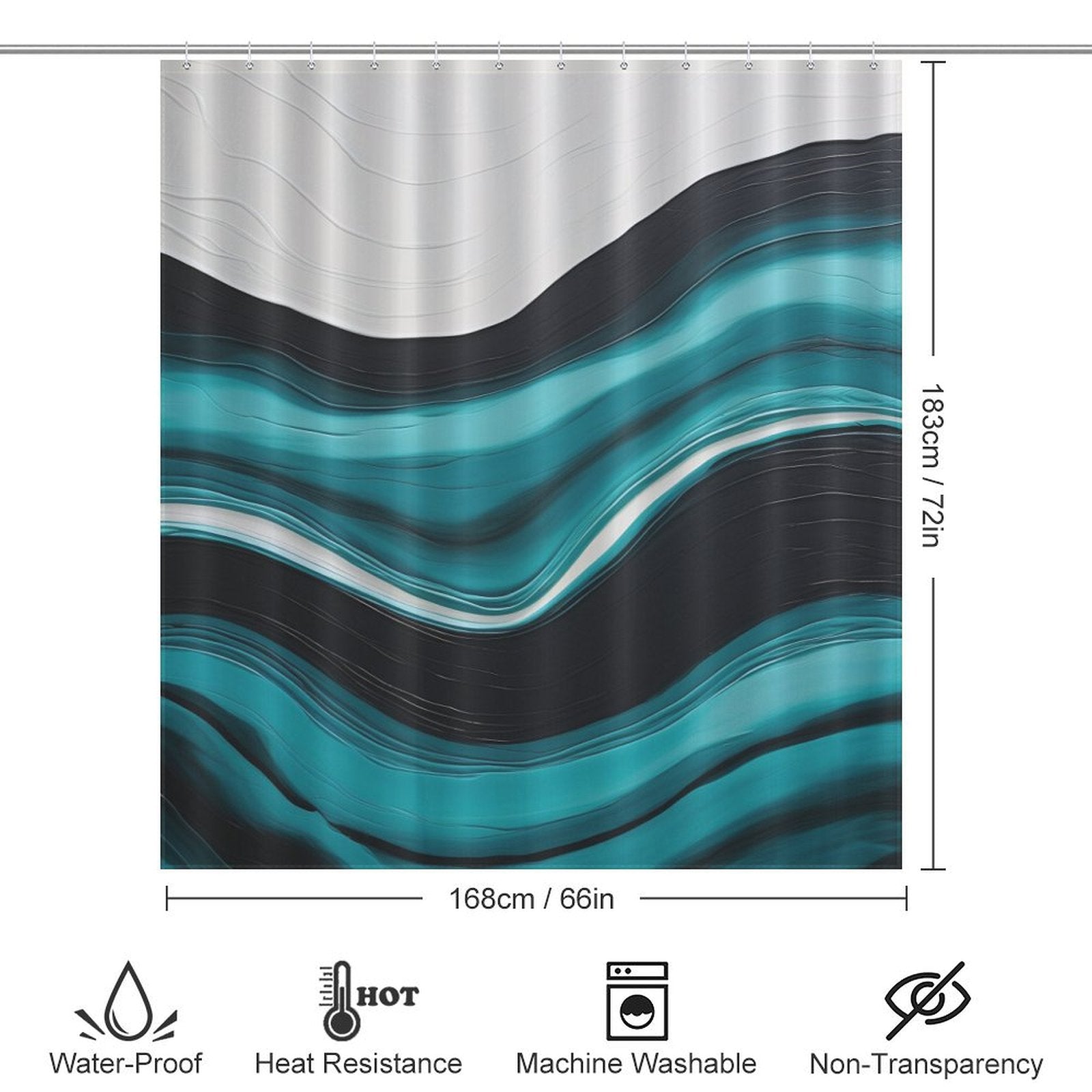 Stylish Black White and Turquoise Shower Curtain