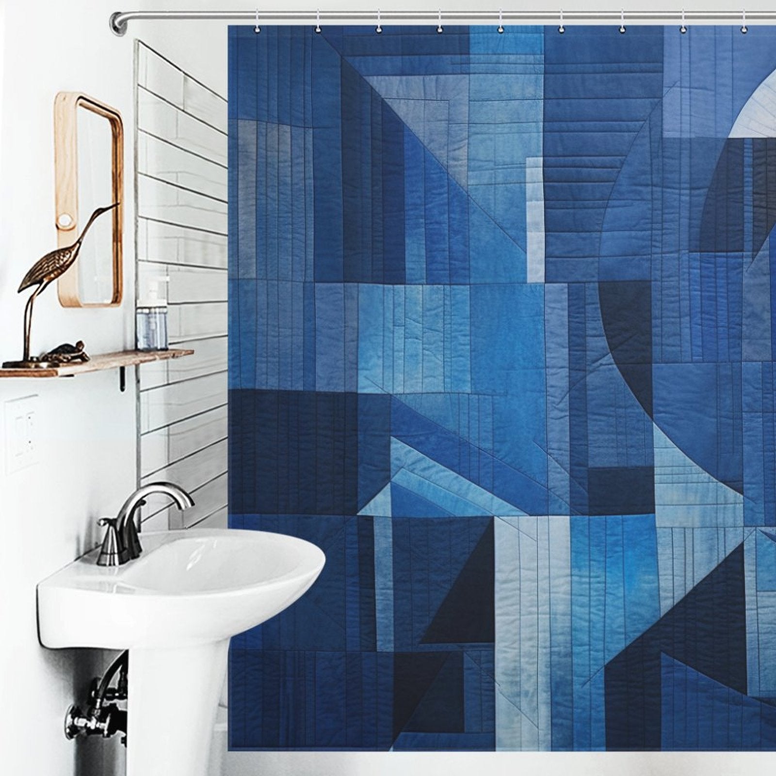 Stylish Blue Geometric Shower Curtain