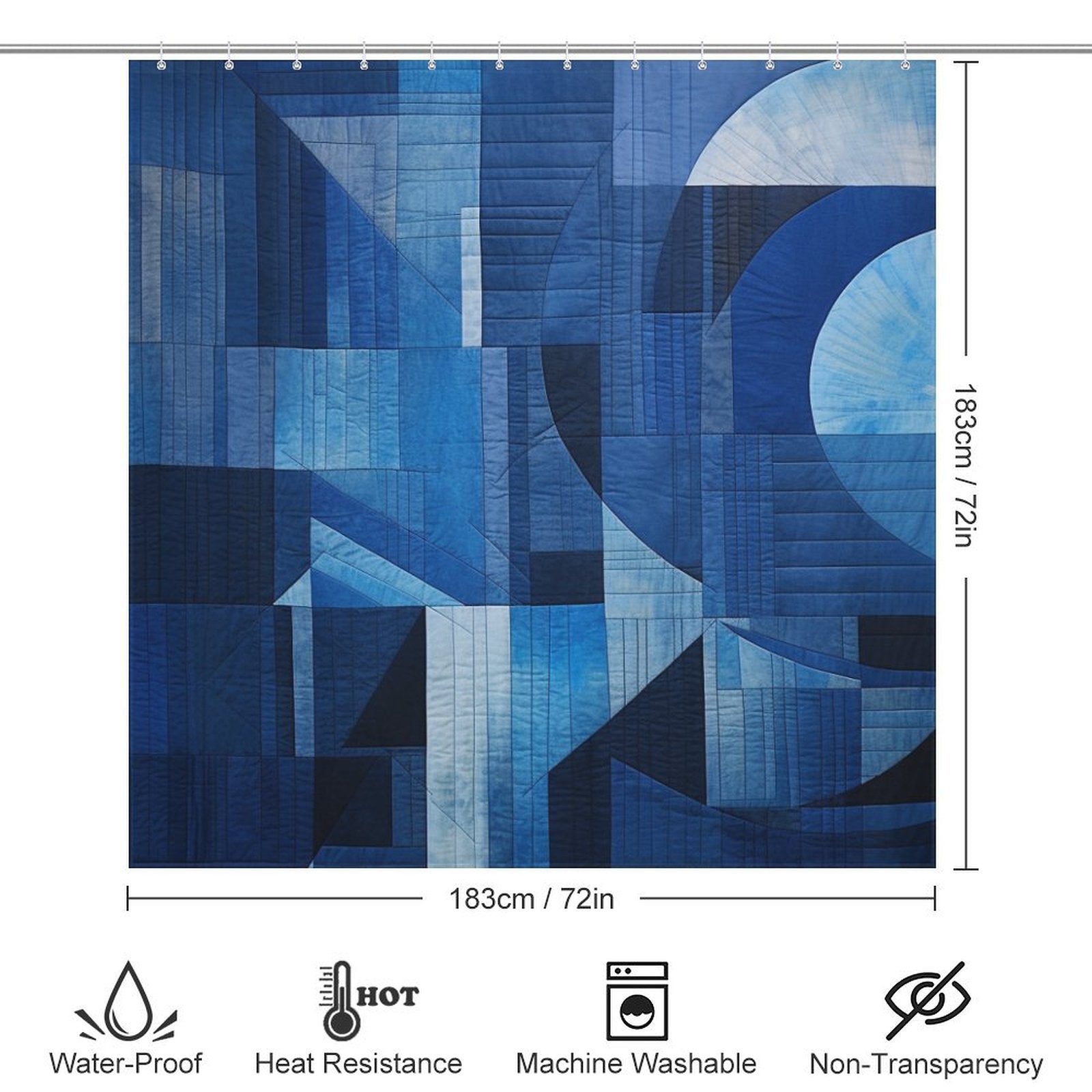 Stylish Blue Geometric Shower Curtain