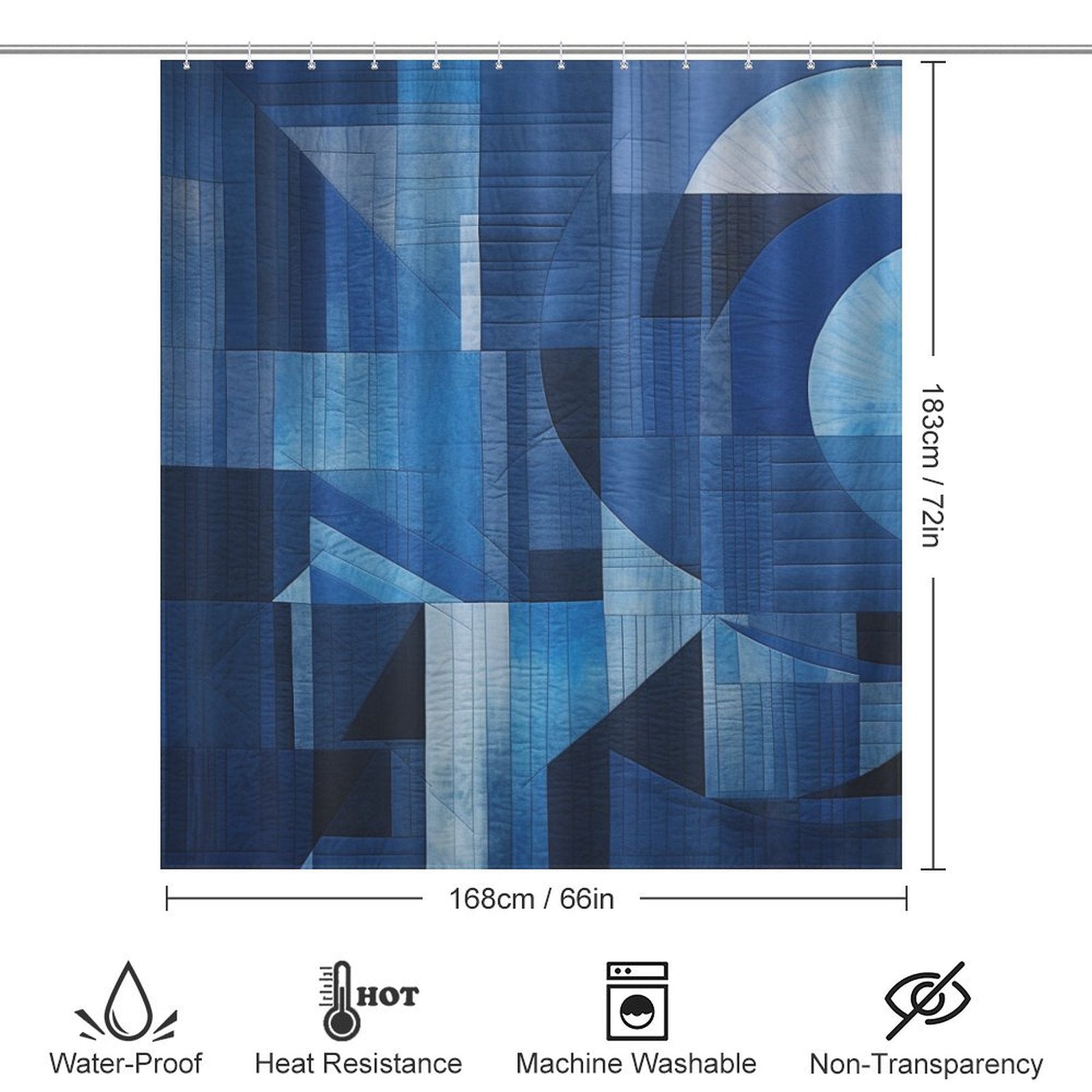 Stylish Blue Geometric Shower Curtain