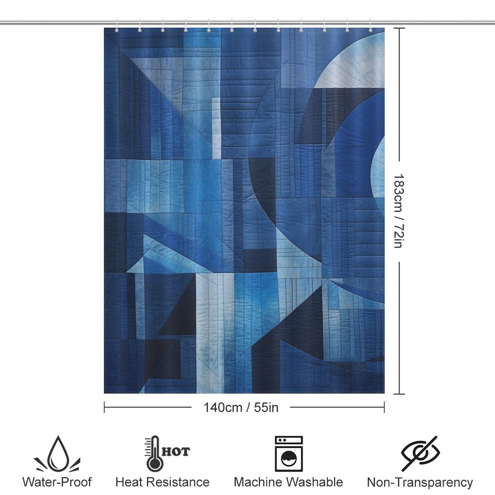 Stylish Blue Geometric Shower Curtain