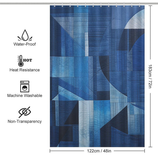 Stylish Blue Geometric Shower Curtain