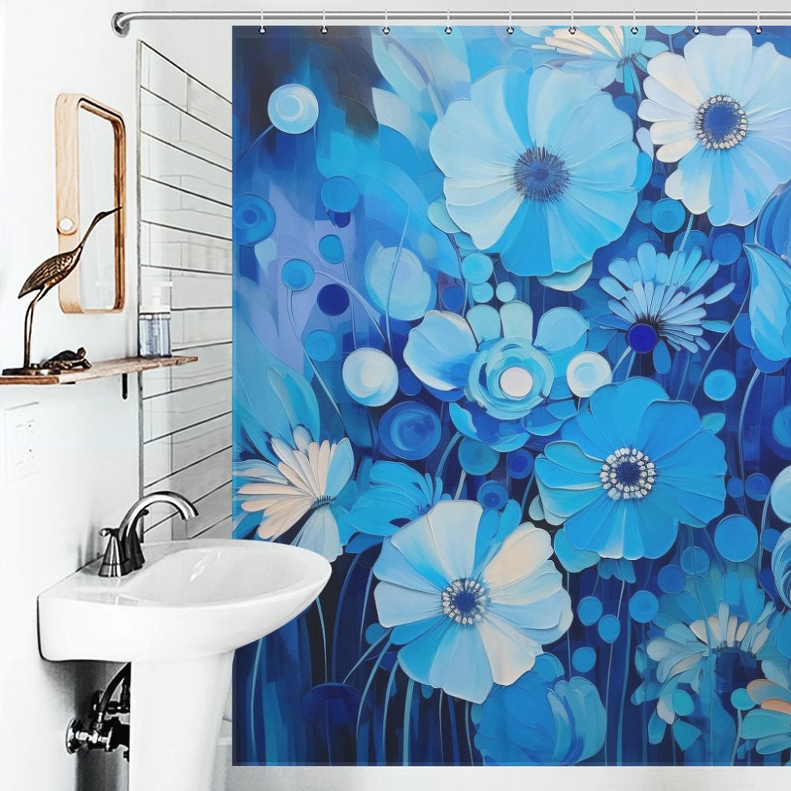 Stylish Blue Shower Curtain