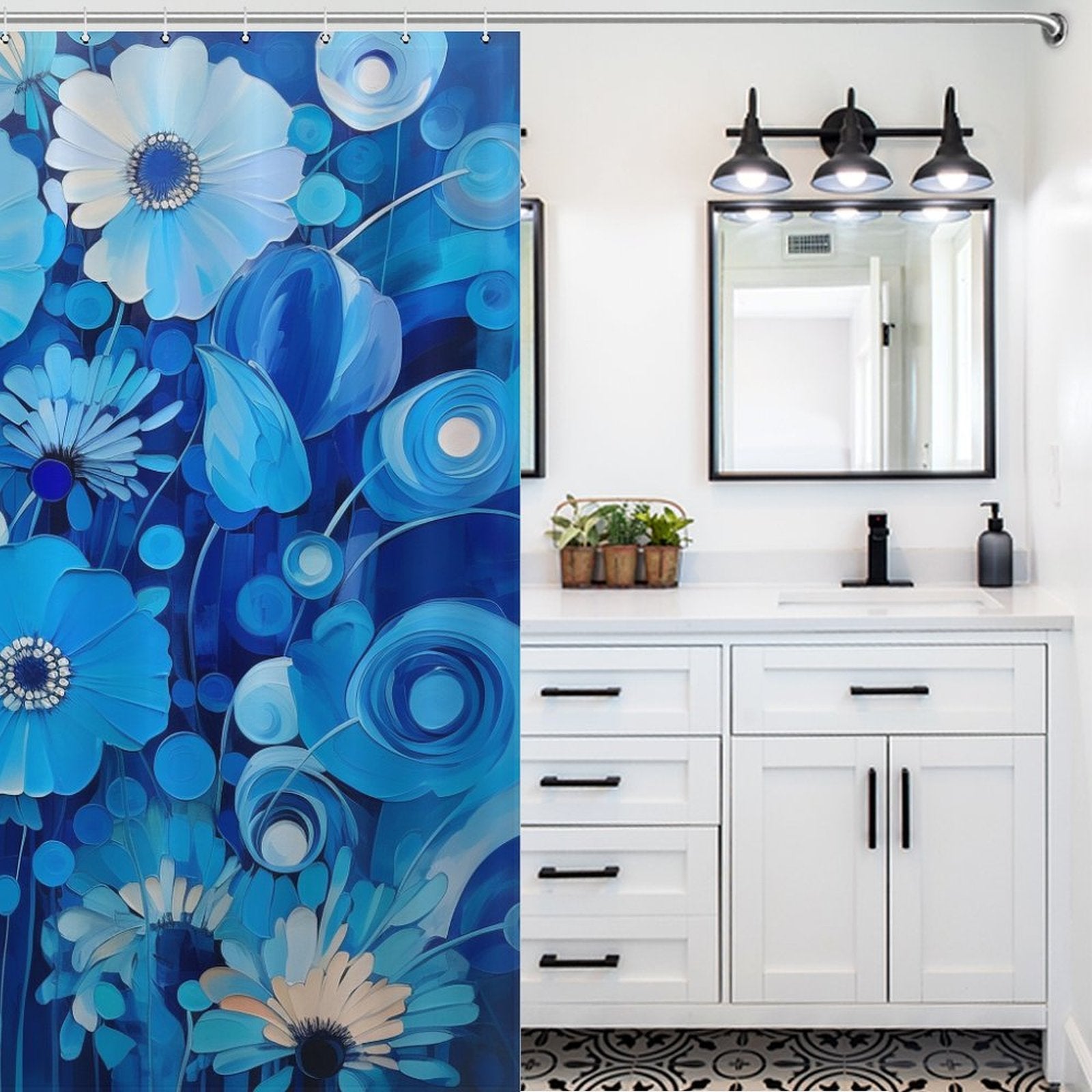 Stylish Blue Shower Curtain