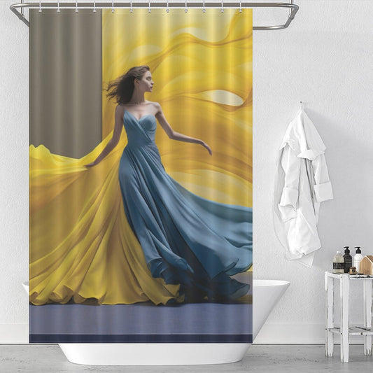 Sunrise Yellow Gray Blue Curtain