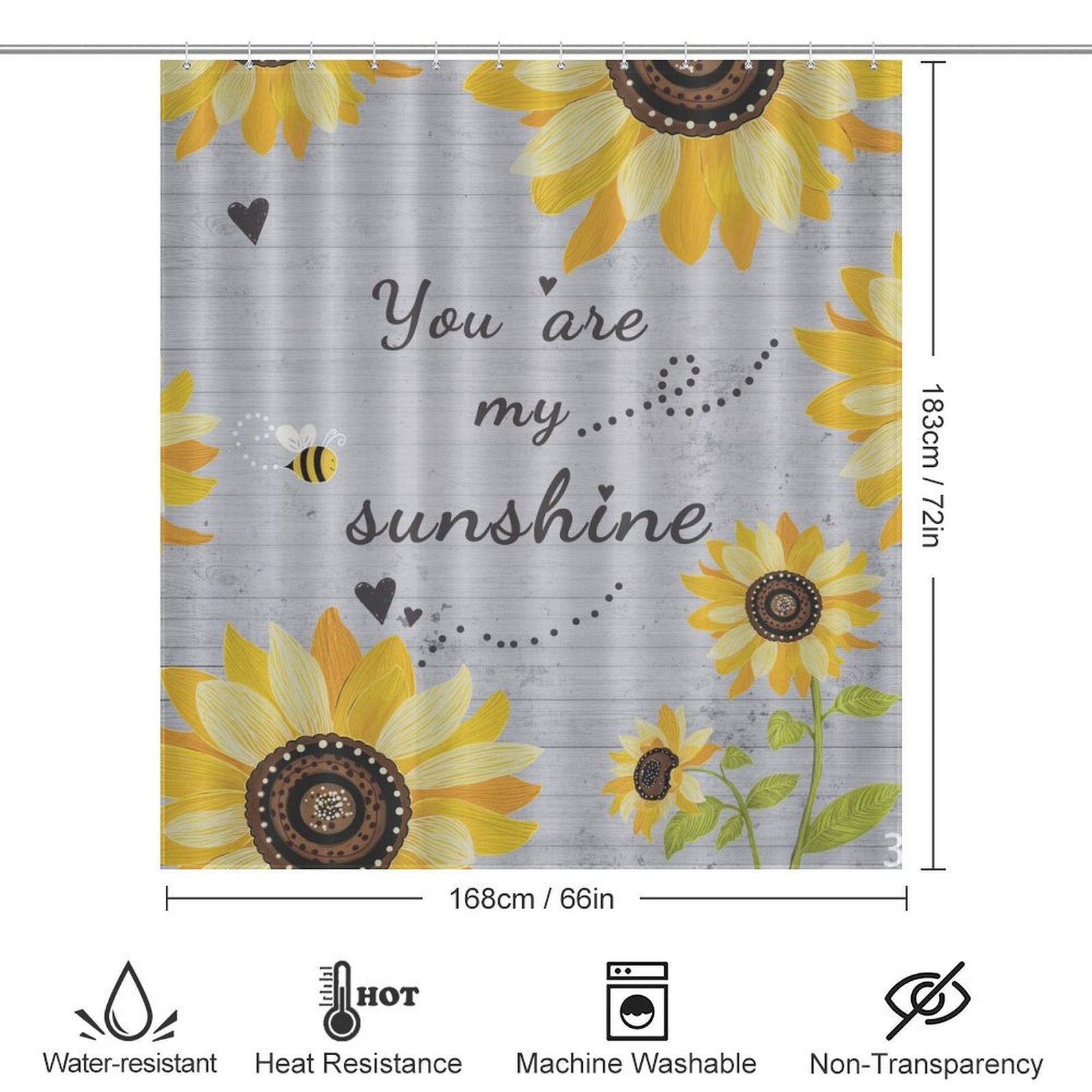 Sunshine Wood Grain Sunflower Shower Curtain