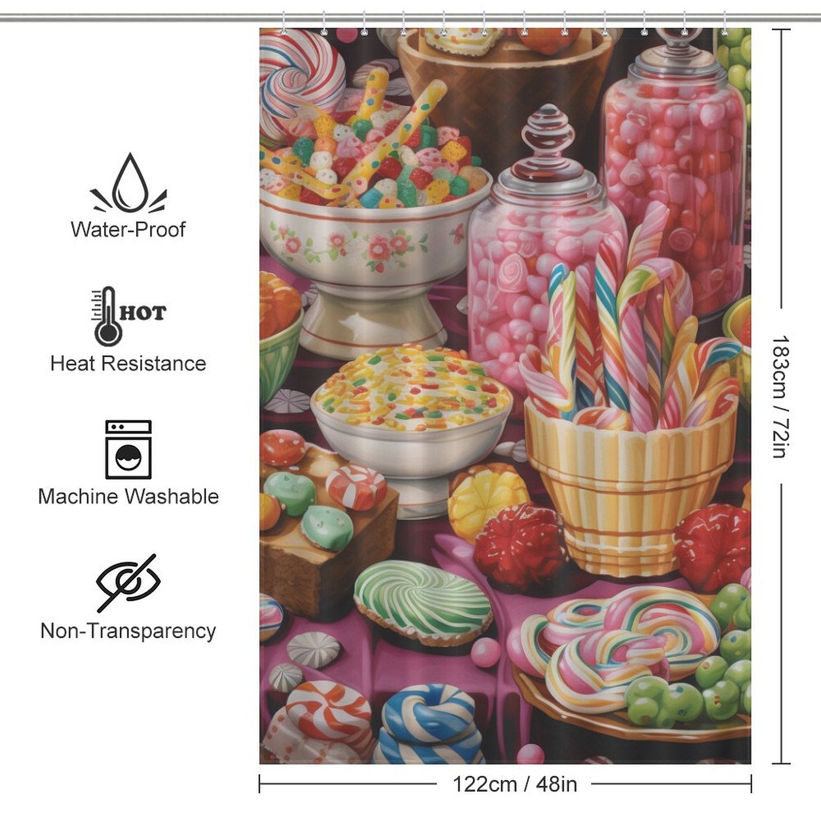 Sweet Treats Candies Shower Curtain