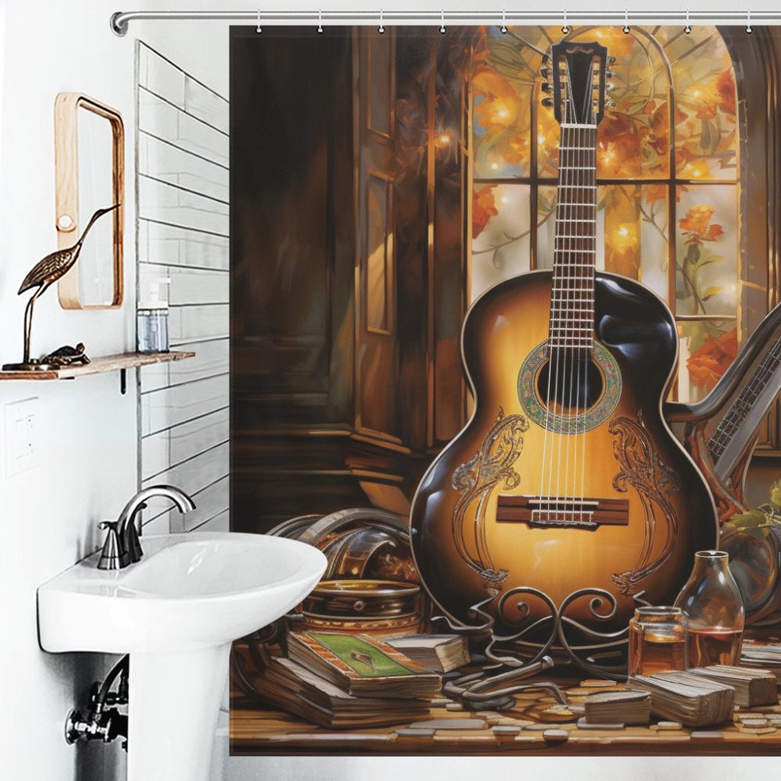 Symphony of Strings Guitar Shower Curtain