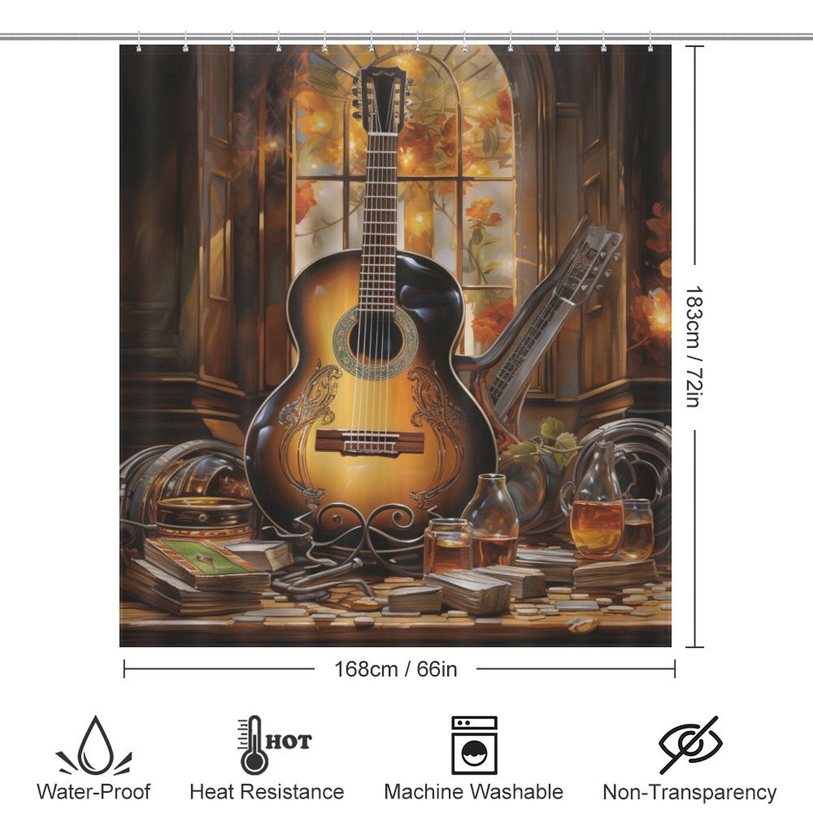 Symphony of Strings Guitar Shower Curtain