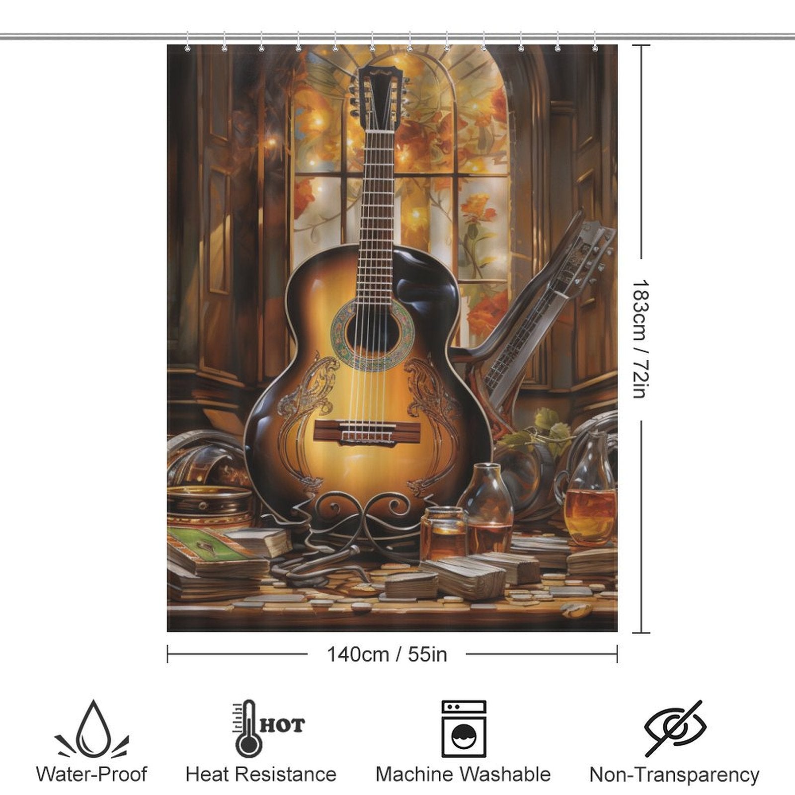 Symphony of Strings Guitar Shower Curtain